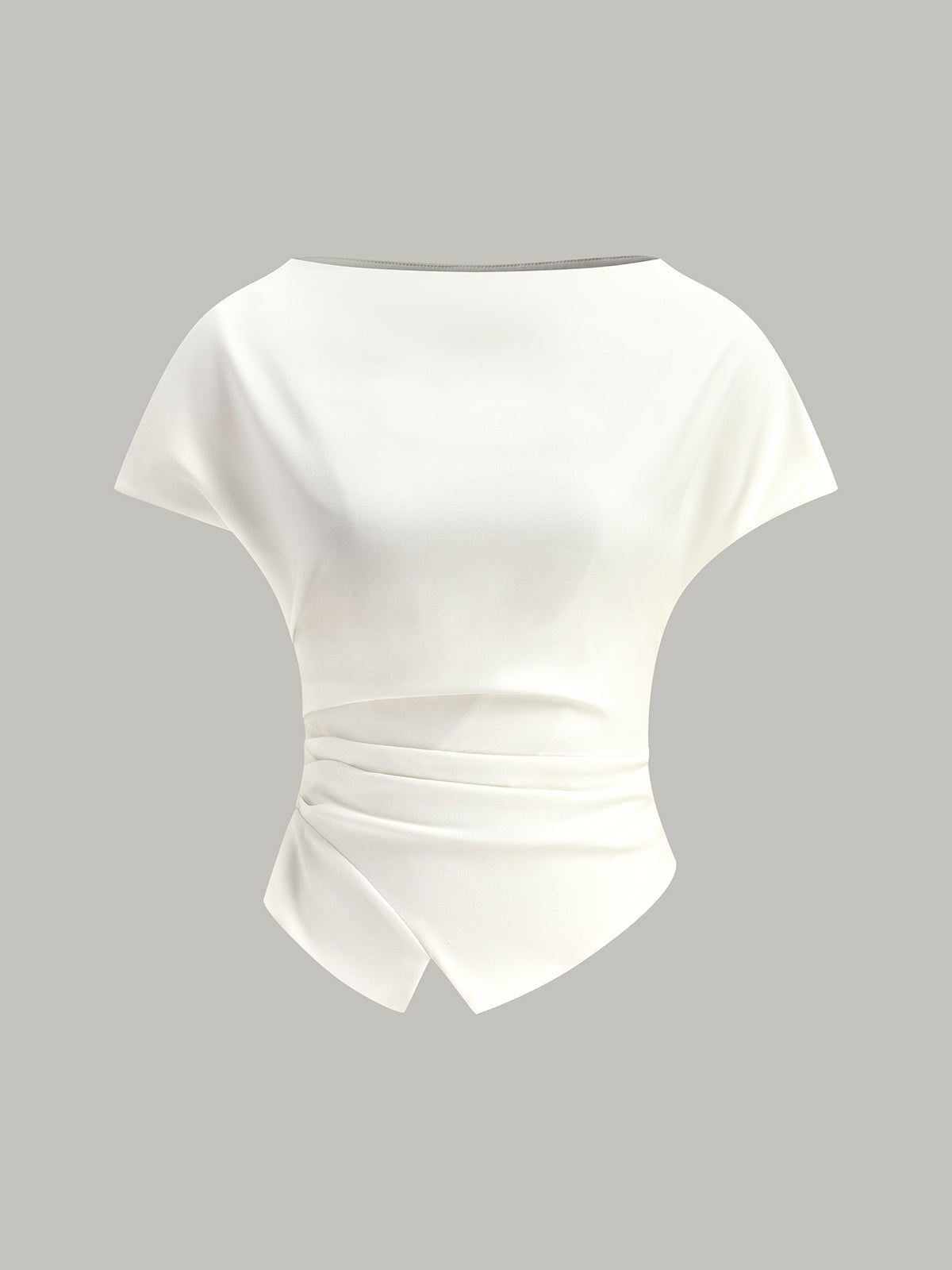 T-Shirt mit asymmetrischem Saum und Raffungen