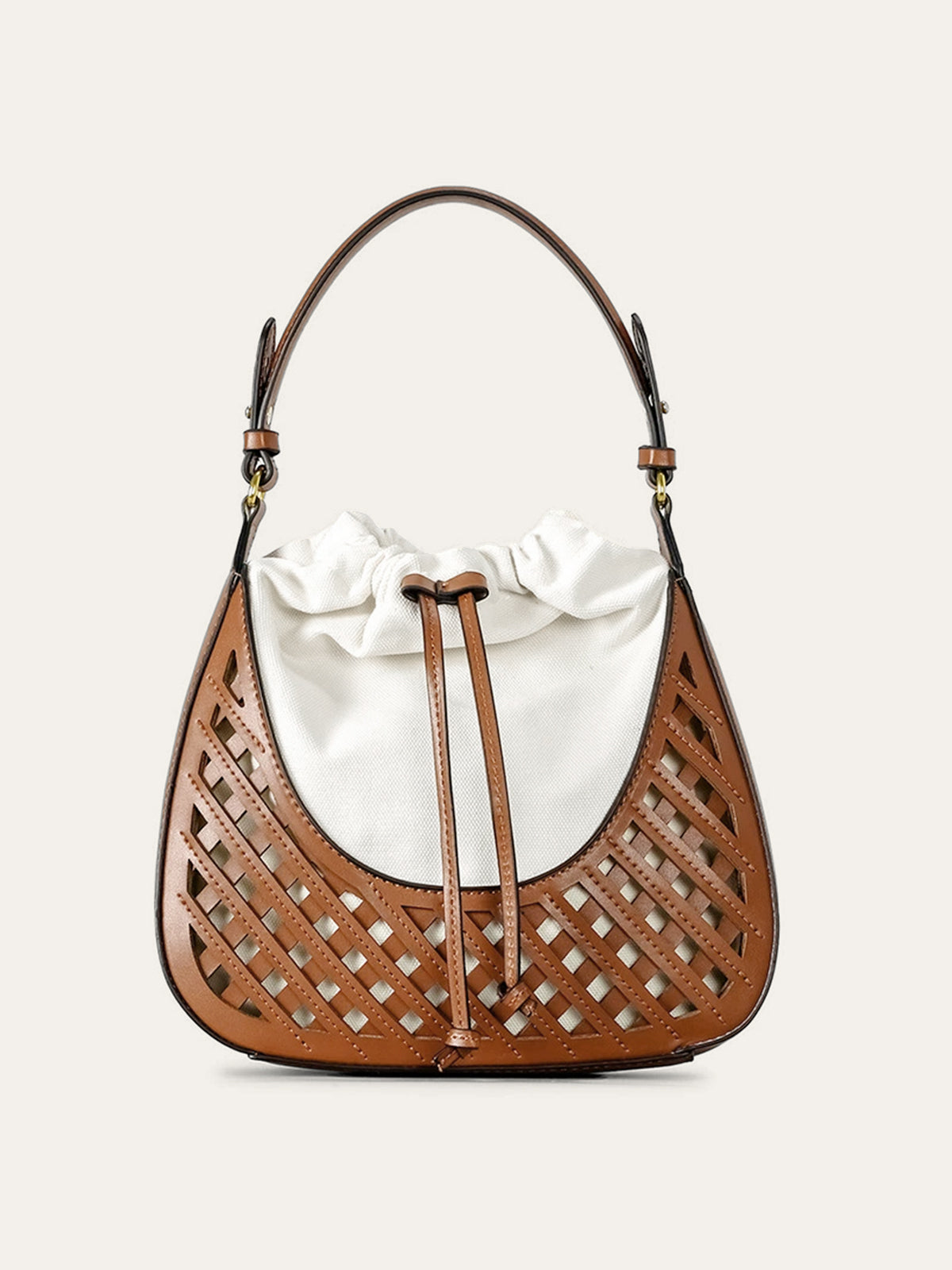 Sac seau en cuir tressé