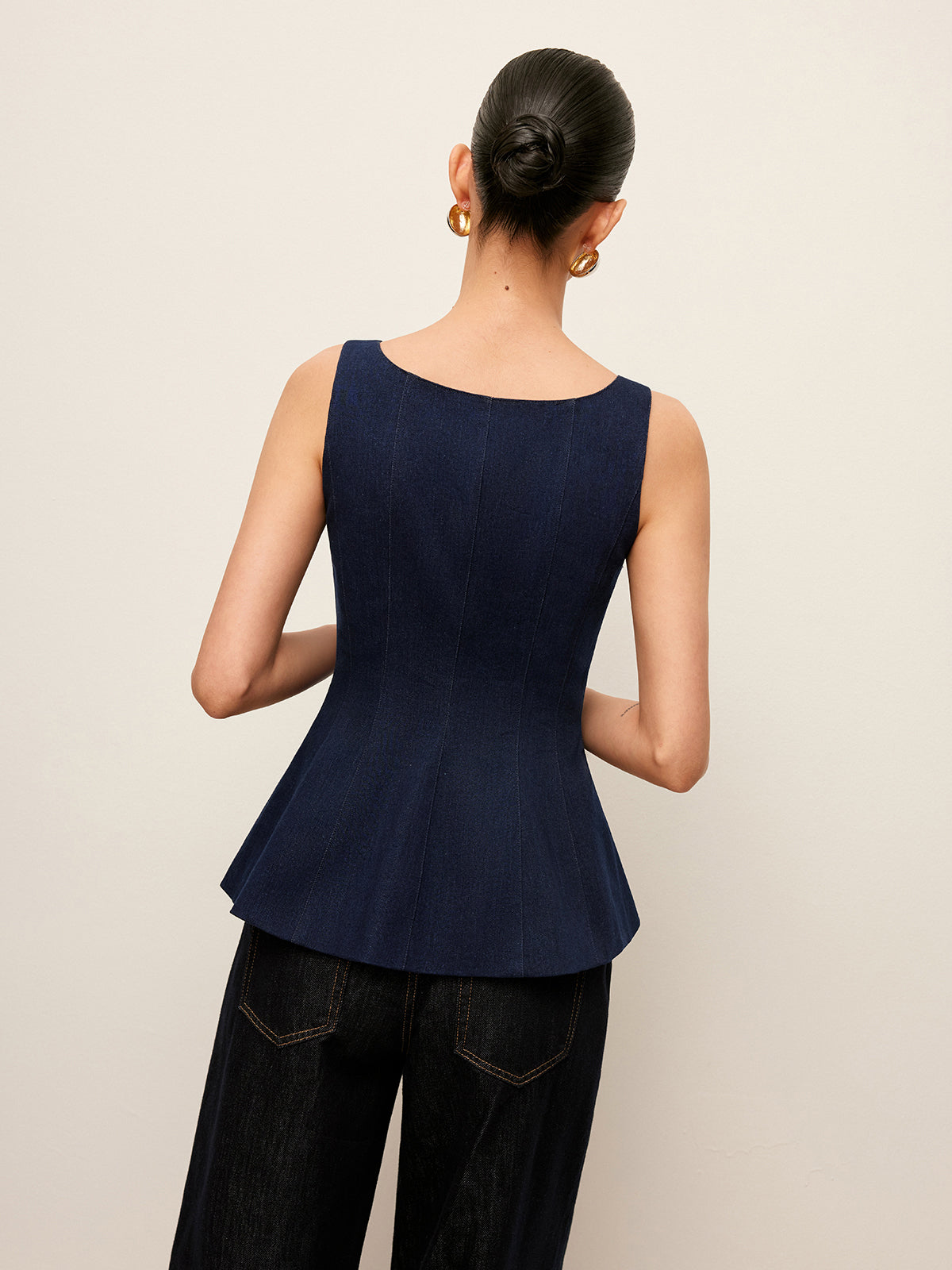 Jeans-Peplum-Top mit Reißverschluss vorne