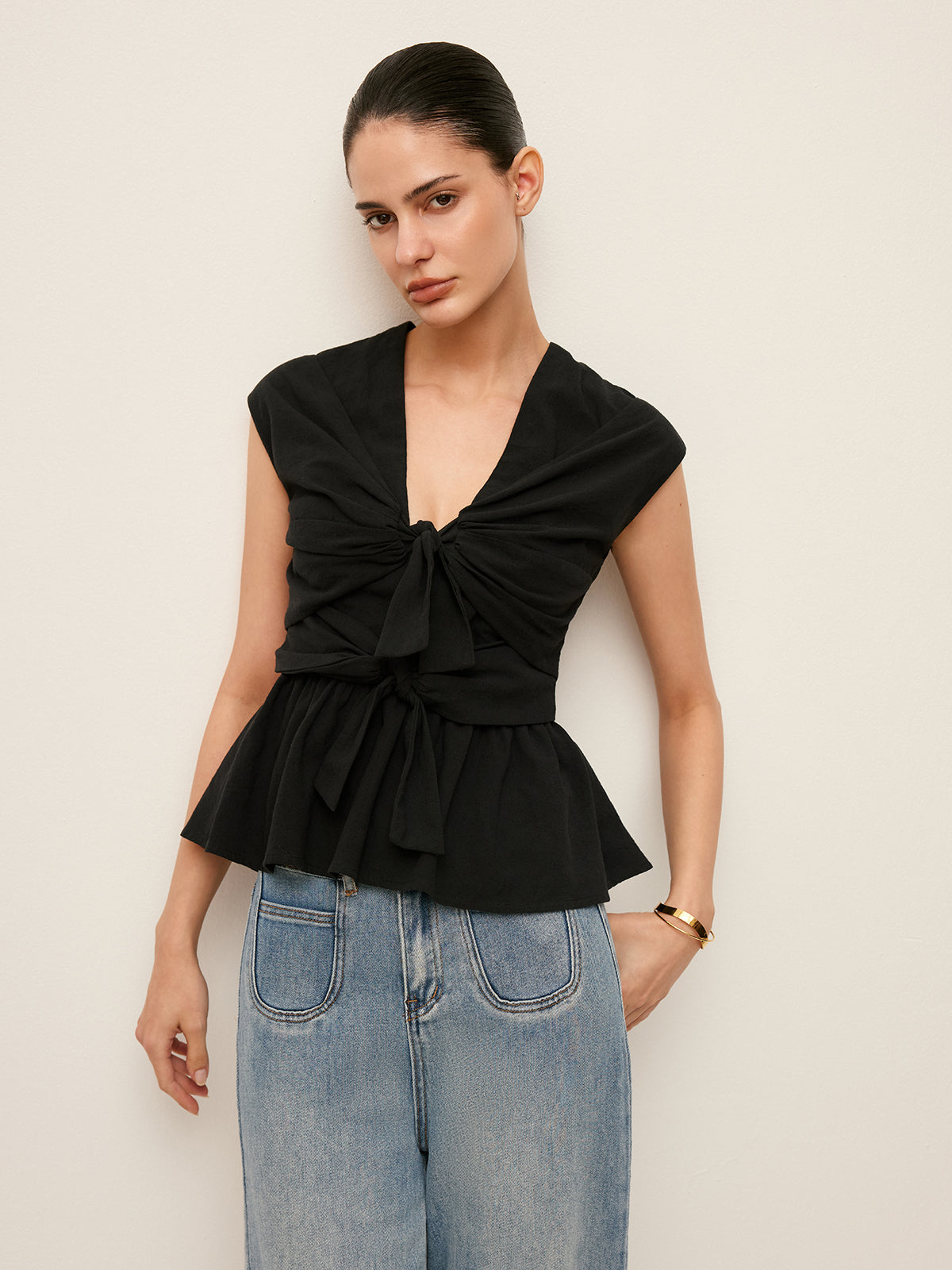 Peplum-Top mit Bindedetail