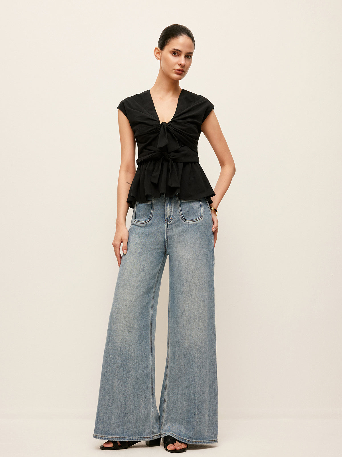 Peplum-Top mit Bindedetail