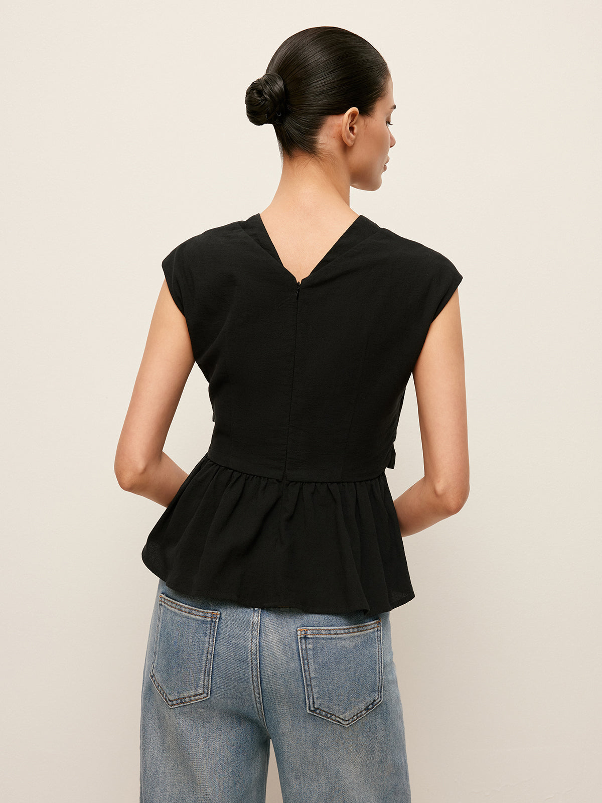 Tie-Front Peplum Top