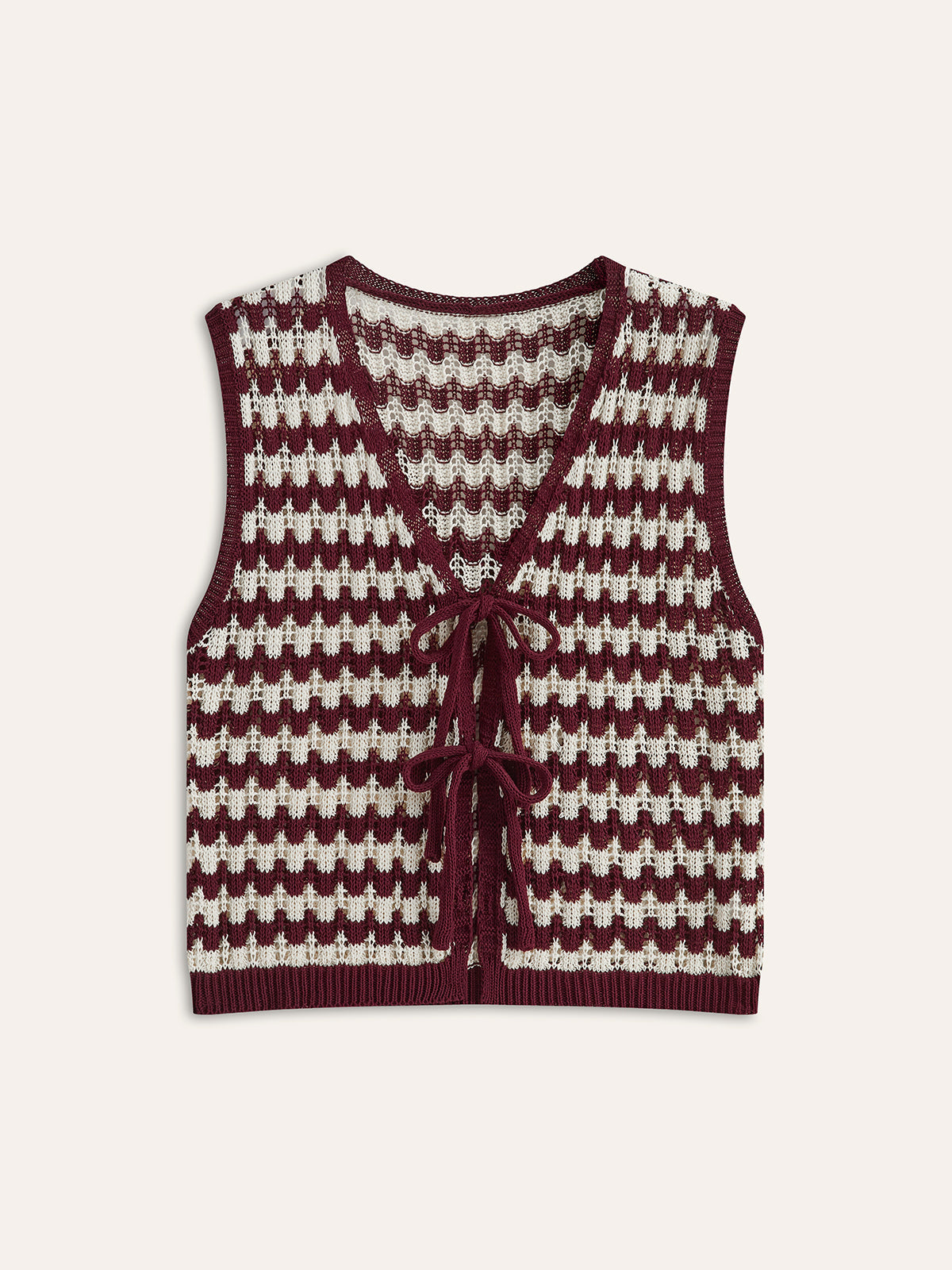 Stricktop mit Kontrast-Bindegürtel