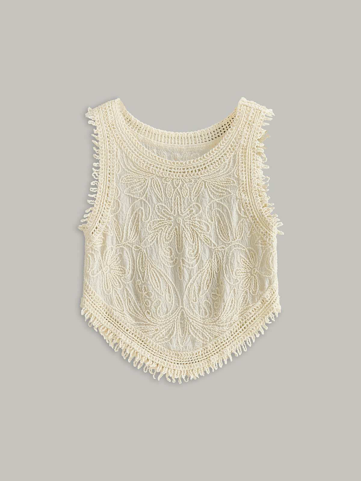 Semi-transparente Häkelspitze mit Blumen-Detail-Tanktop