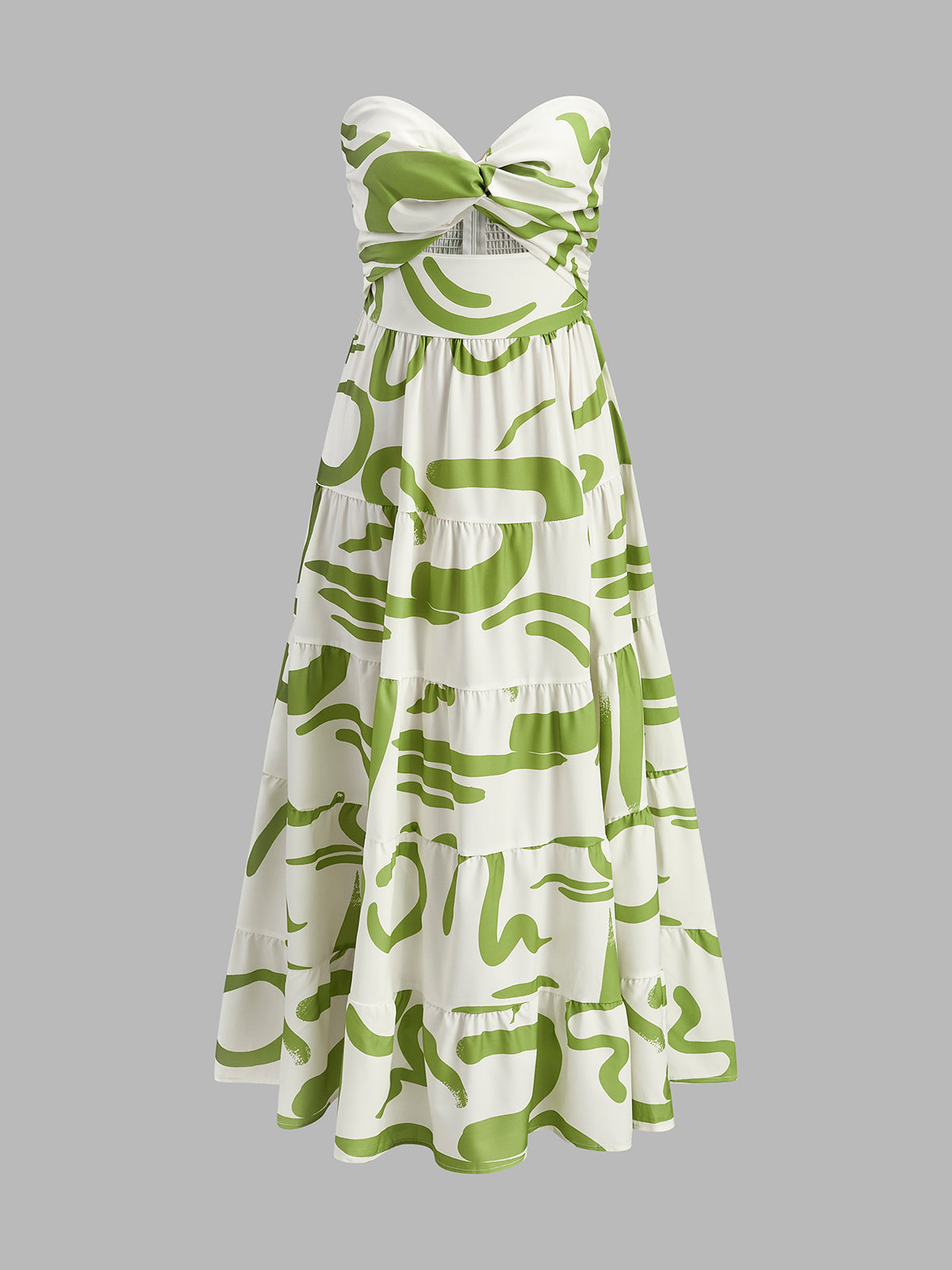 Robe plissée bustier sans bretelles à devant torsadé