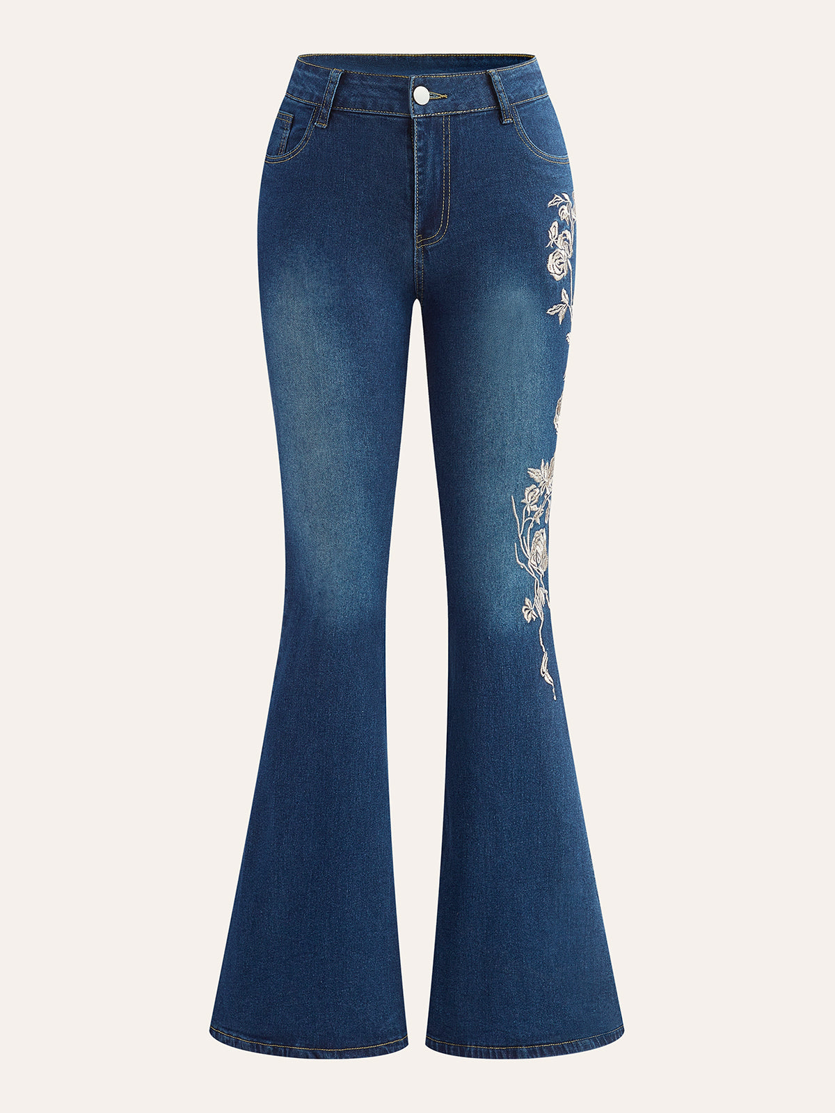 Jeans mit Stickerei und ausgestelltem Bein