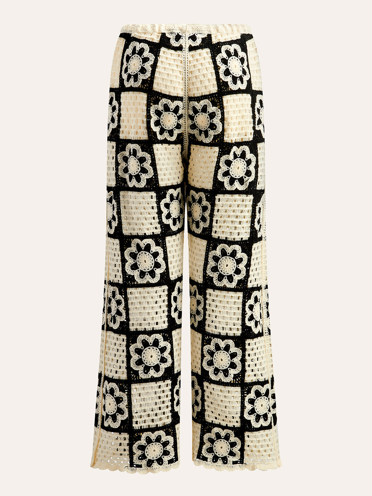 Crochet Floral Top With Pant Set