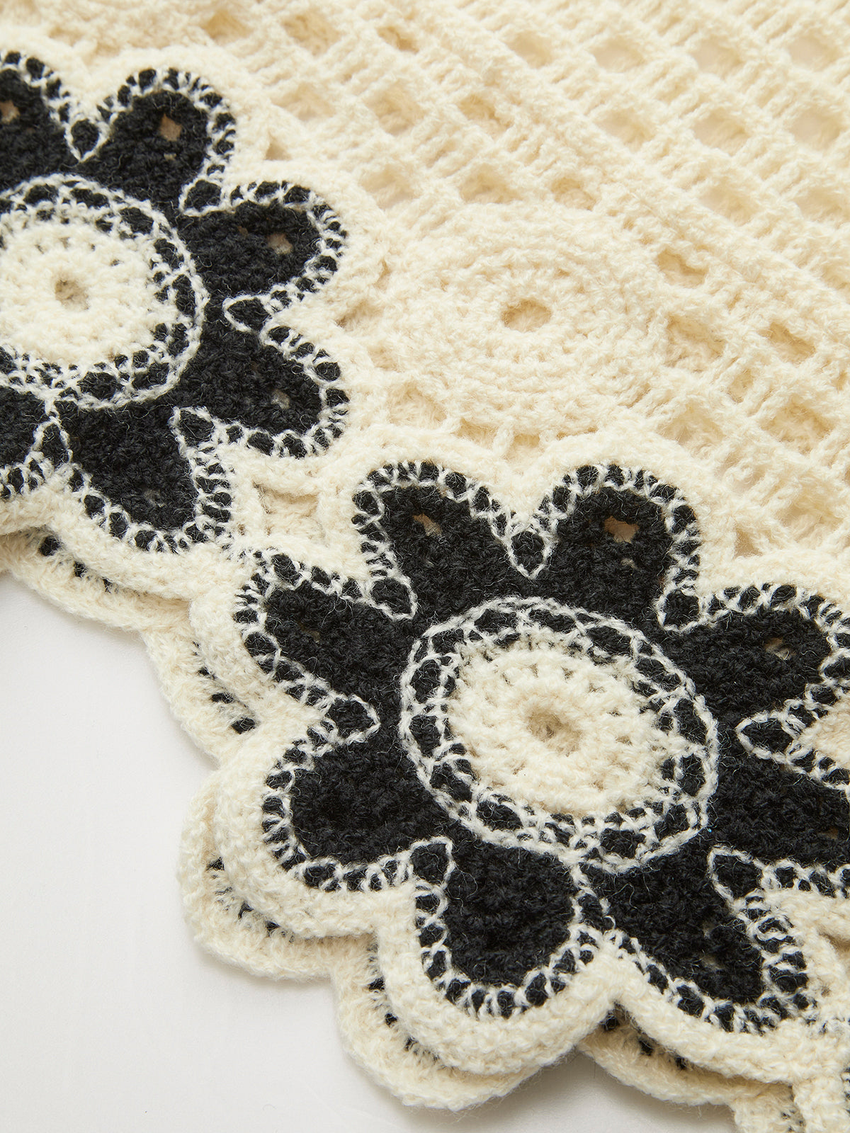 Crochet Floral Top With Pant Set