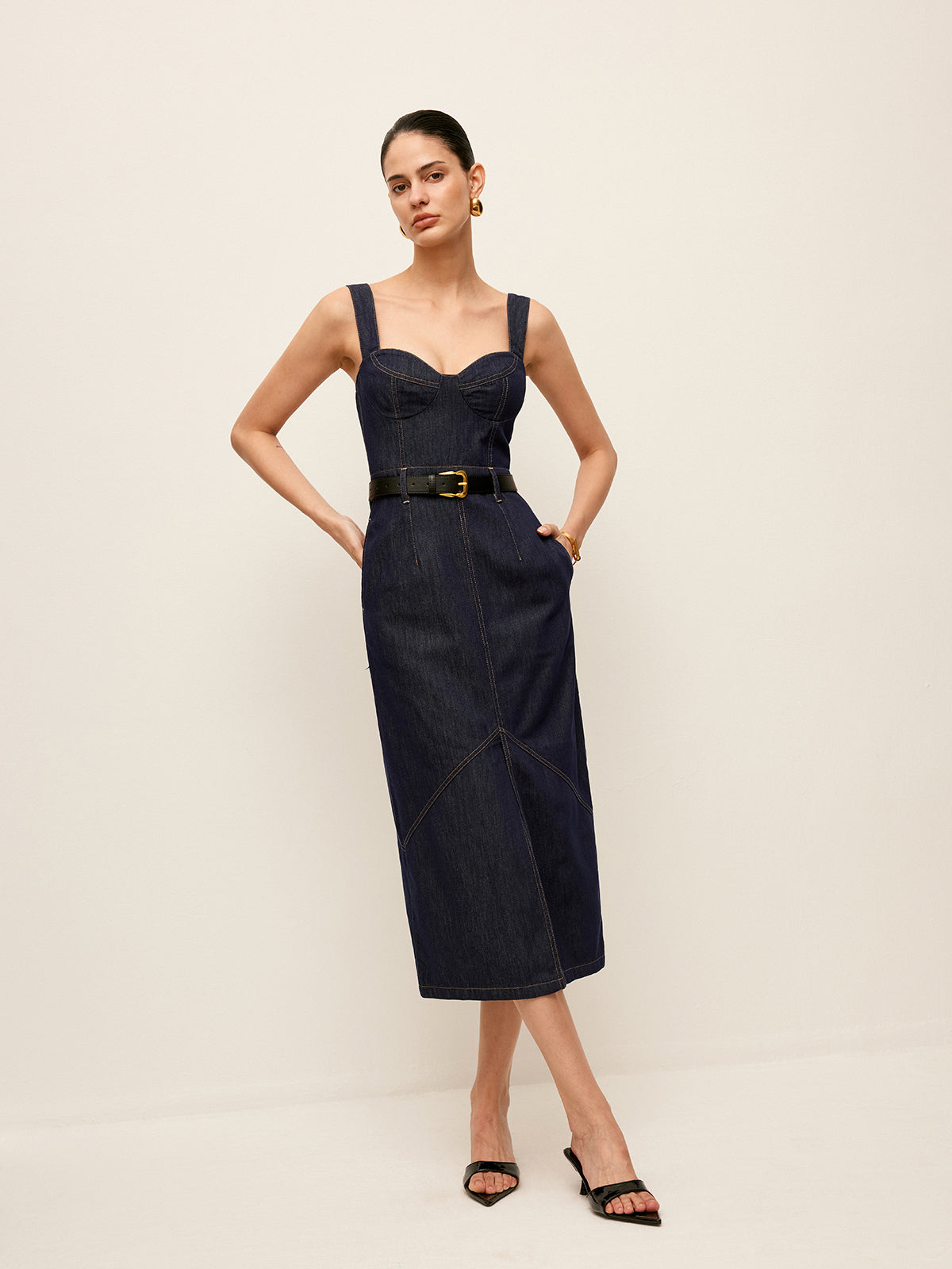 Sweetheart Denim Dress Without Belt