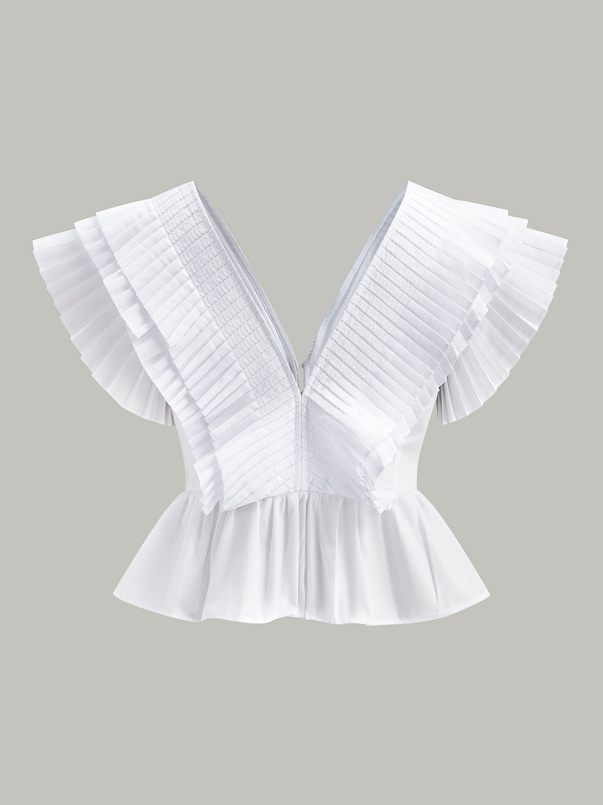 Haut plissé à col en V et boutons décoratifs