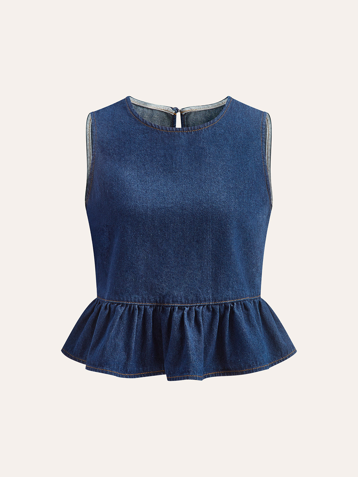 Cotton Denim Peplum Top