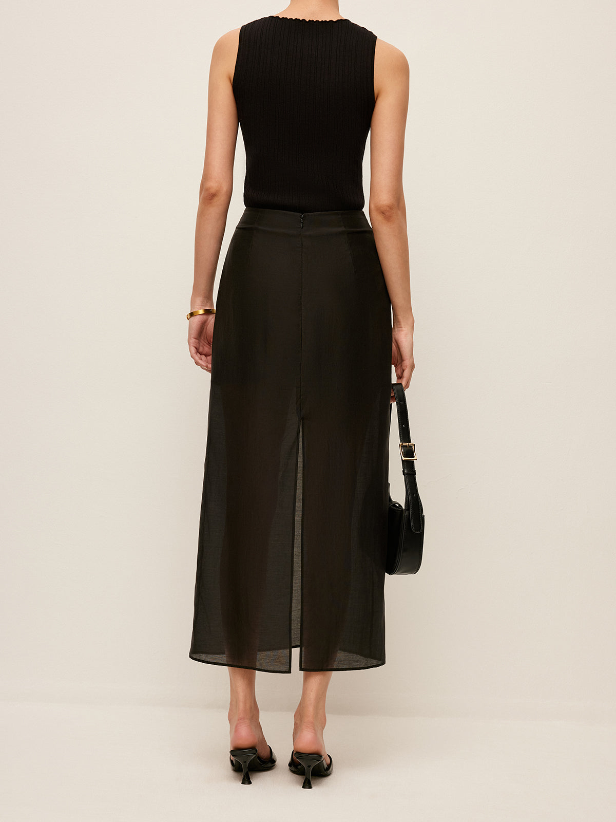 Halbtransparenter Rock mit Rückenschlitz