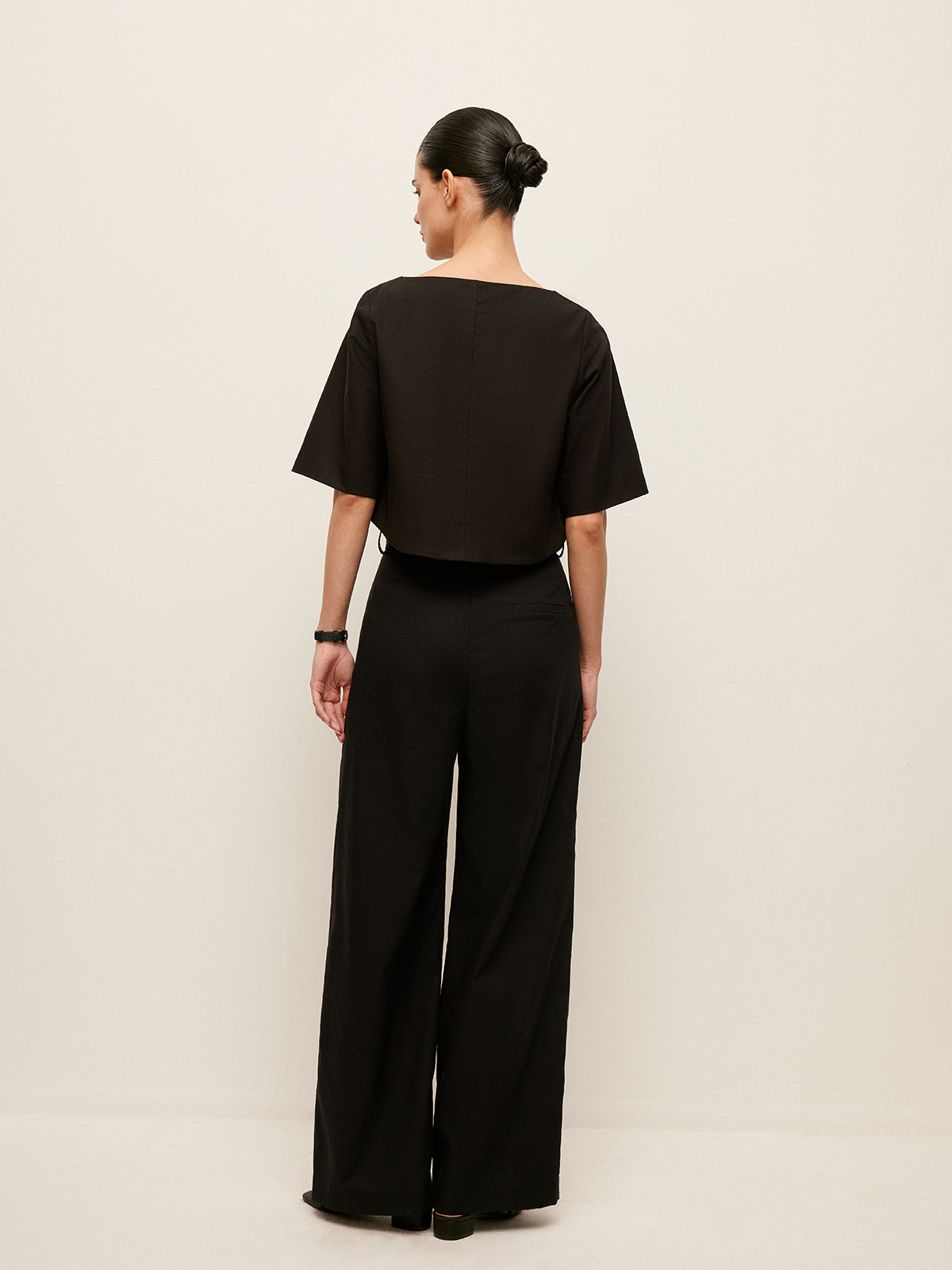 Ensemble haut court et pantalon en coton et lin