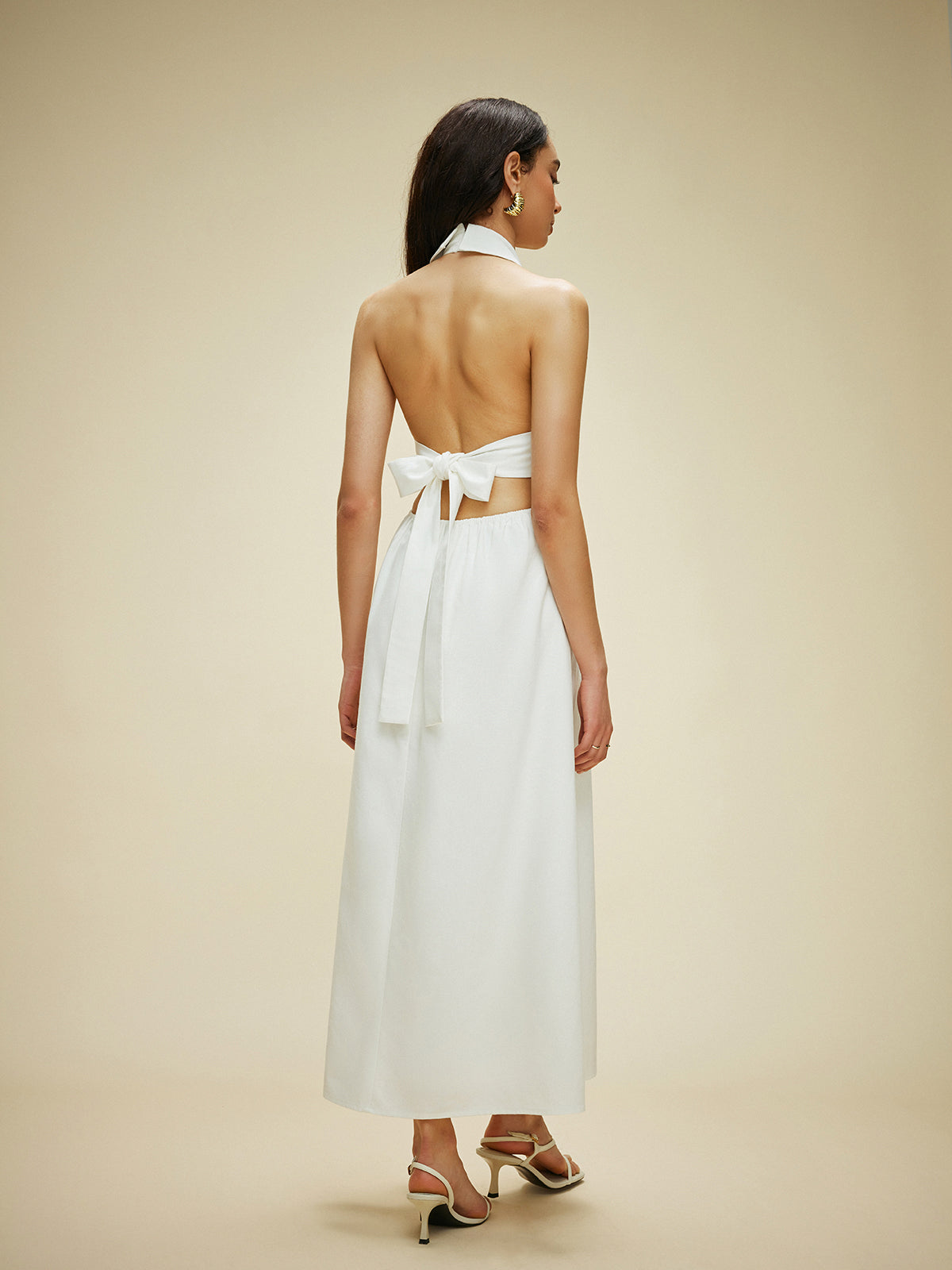 Robe dos nu à nouer avec poches en coton et lin