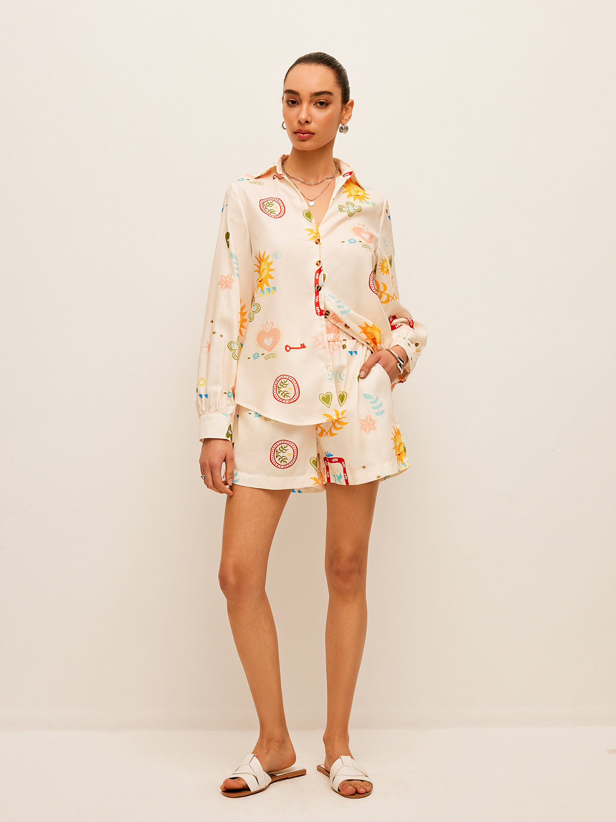 Ensemble short plissé à imprimé