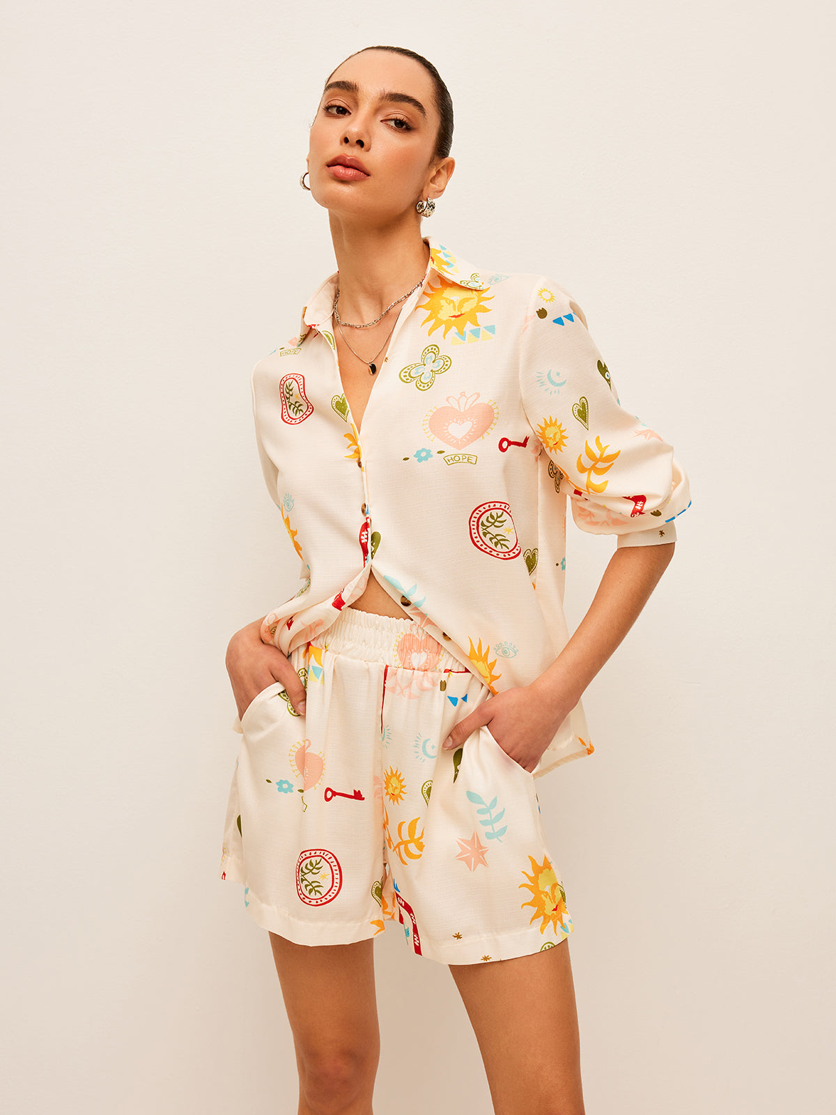Ensemble short plissé à imprimé