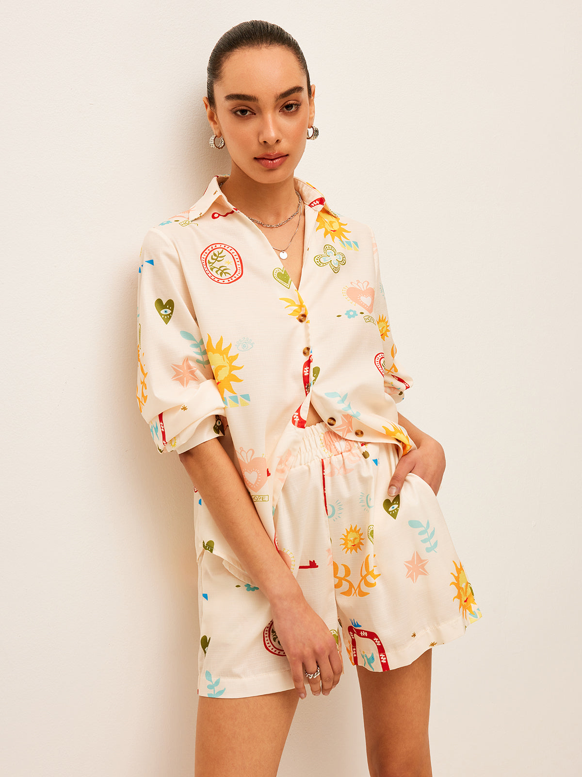 Ensemble short plissé à imprimé