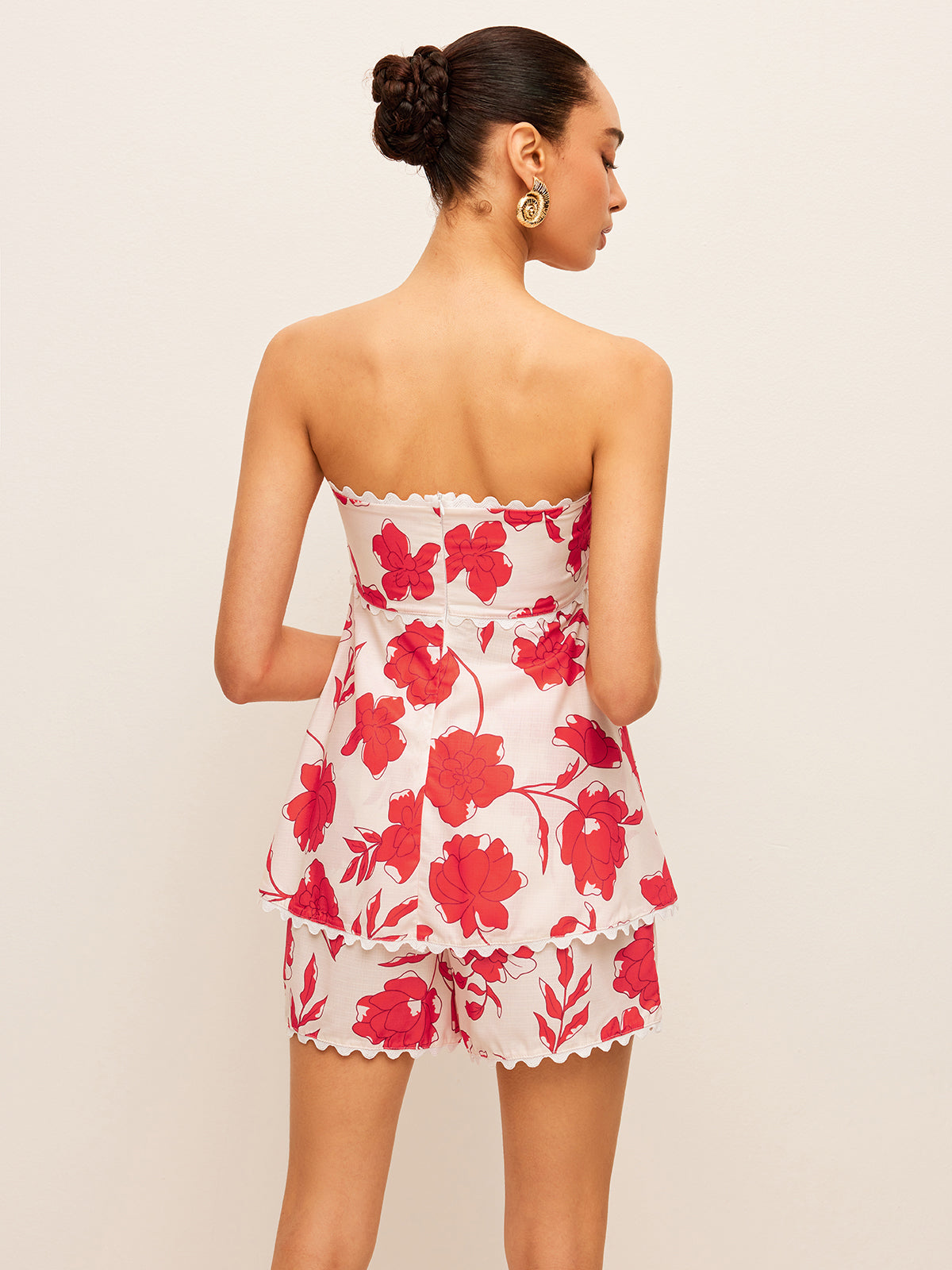 Ensemble top bustier floral et short à poches