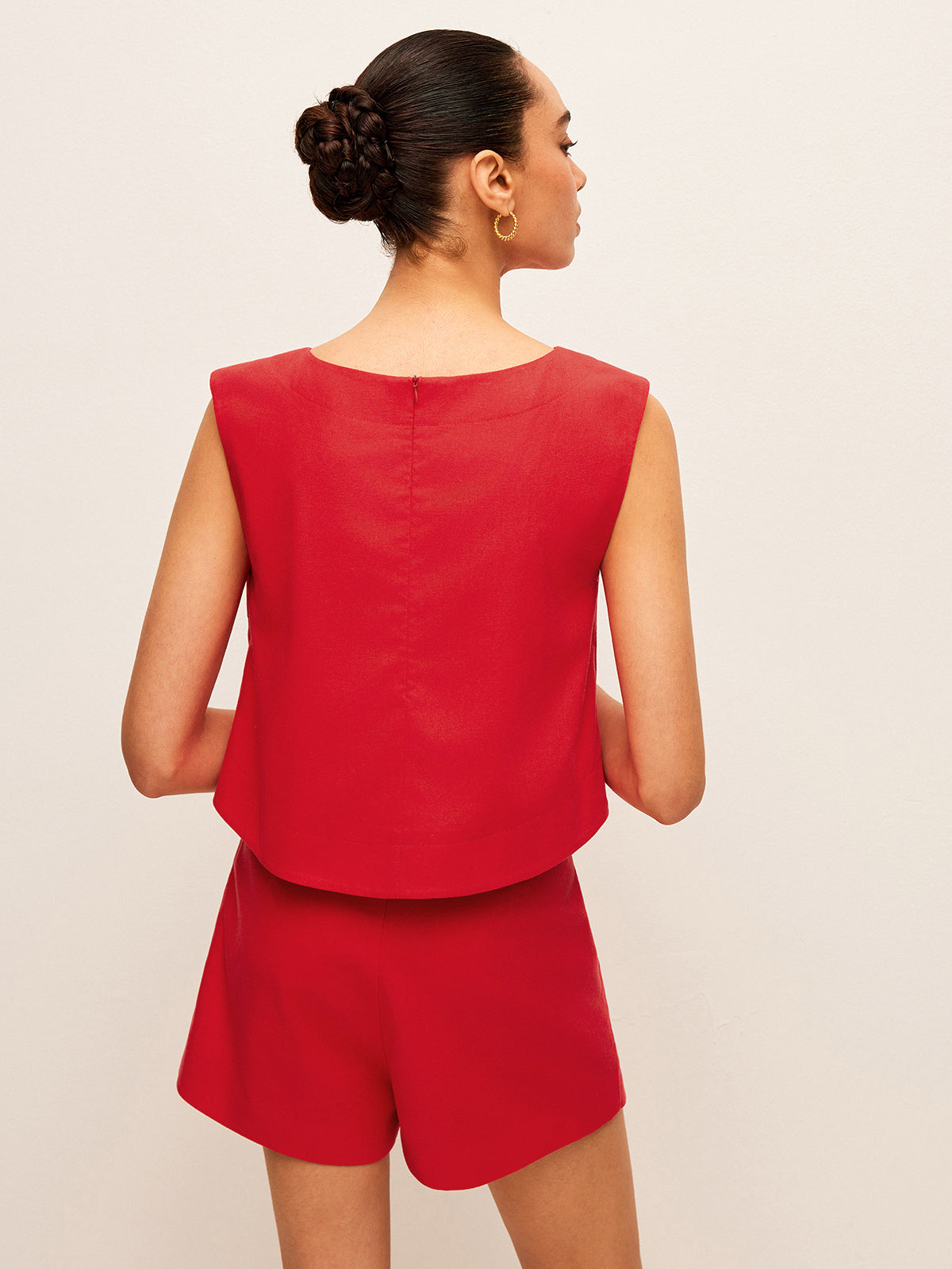 Cotton & Linen Sleeveless Top With Shorts Set