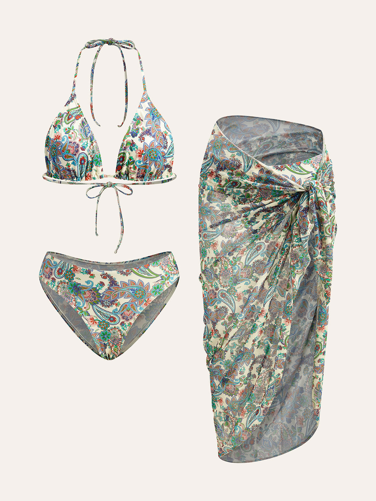 Bikini-Set zum Binden mit Paisley-Pareo