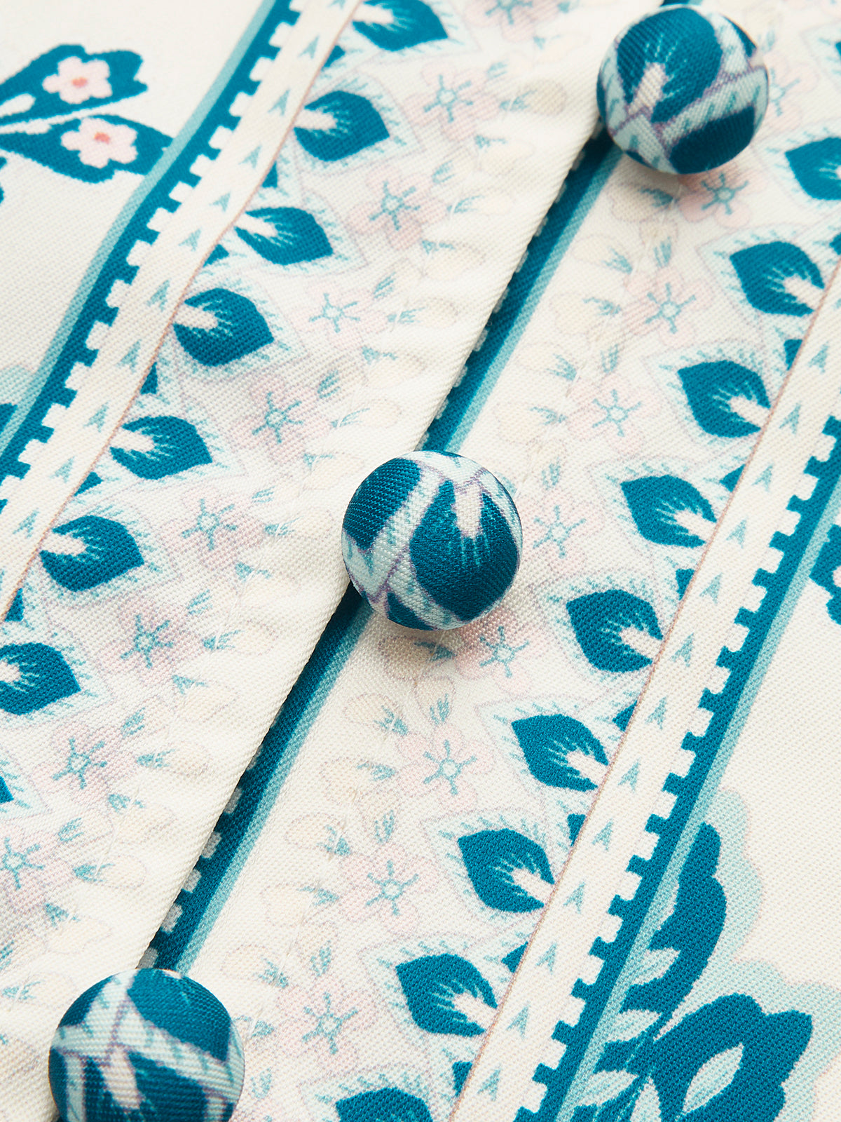 Print Button Detail Belted Dress