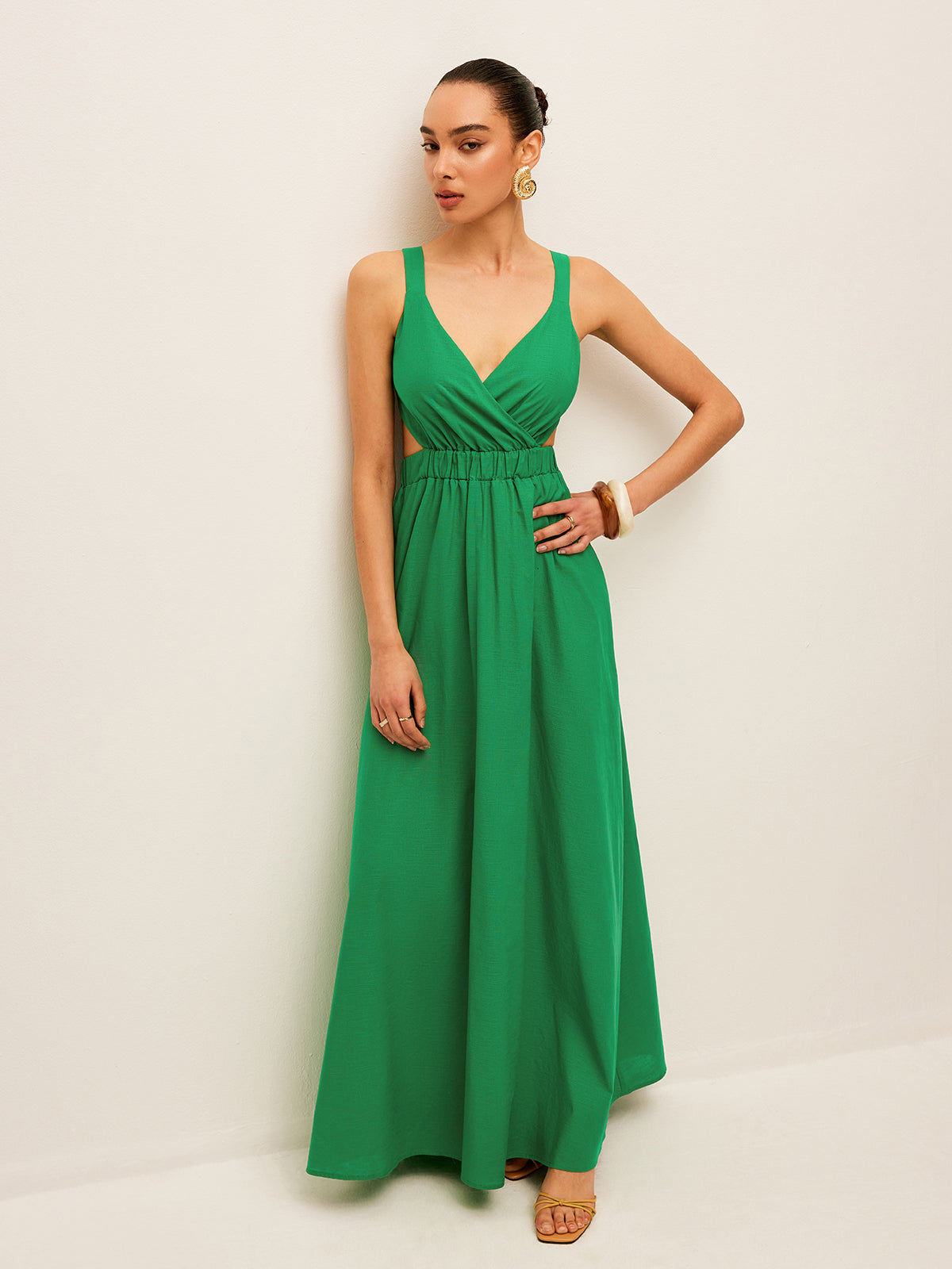 Robe en coton et lin avec lien à nouer dans le dos