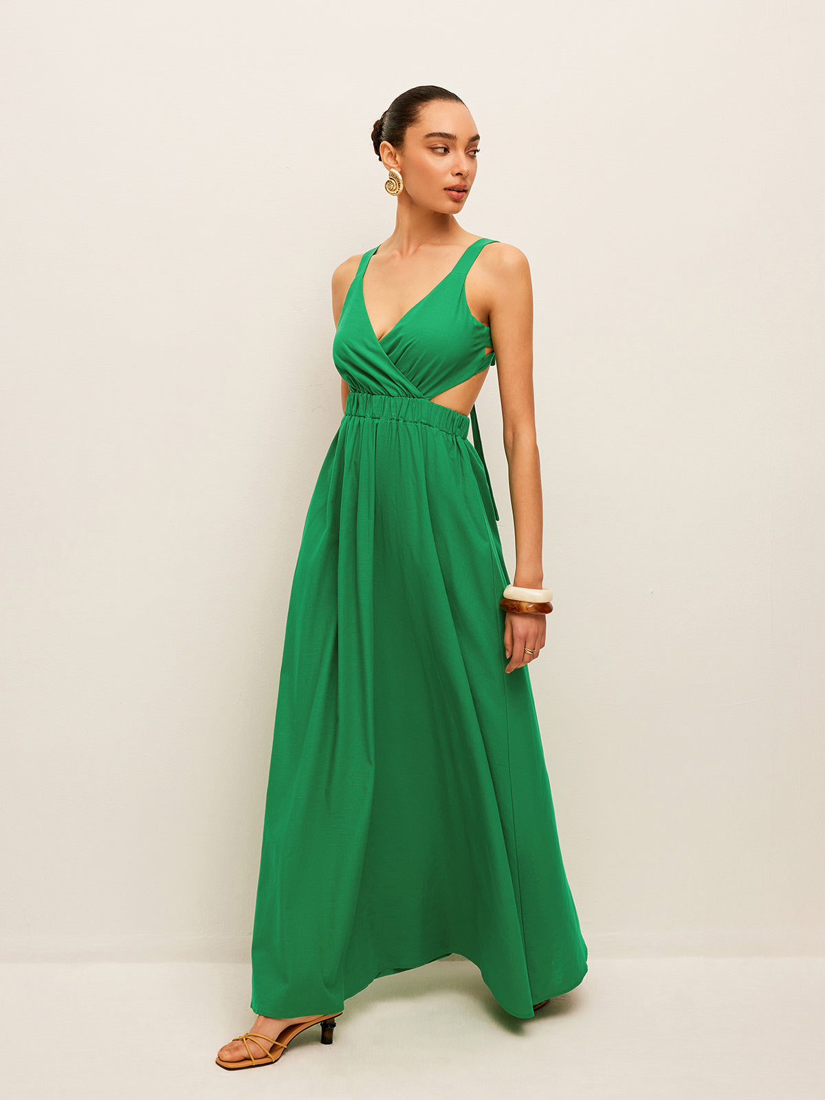 Robe en coton et lin avec lien à nouer dans le dos