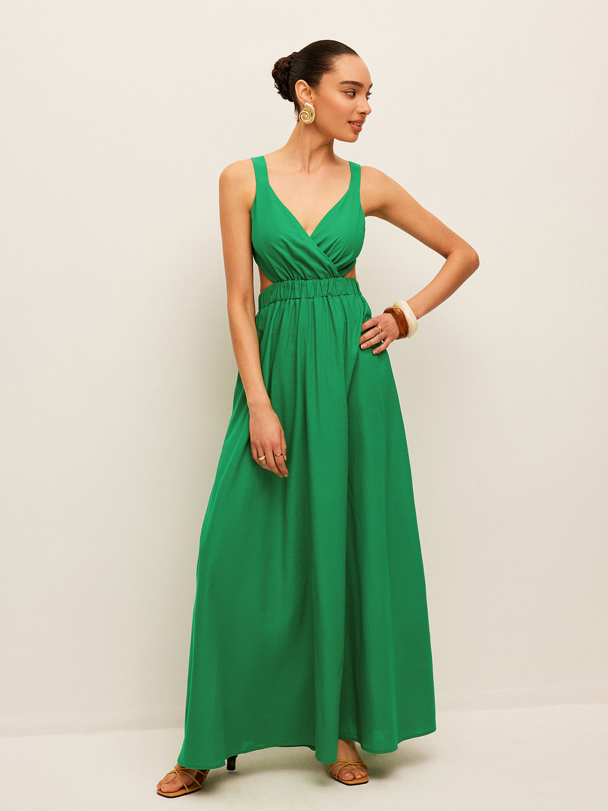 Robe en coton et lin avec nœud dans le dos