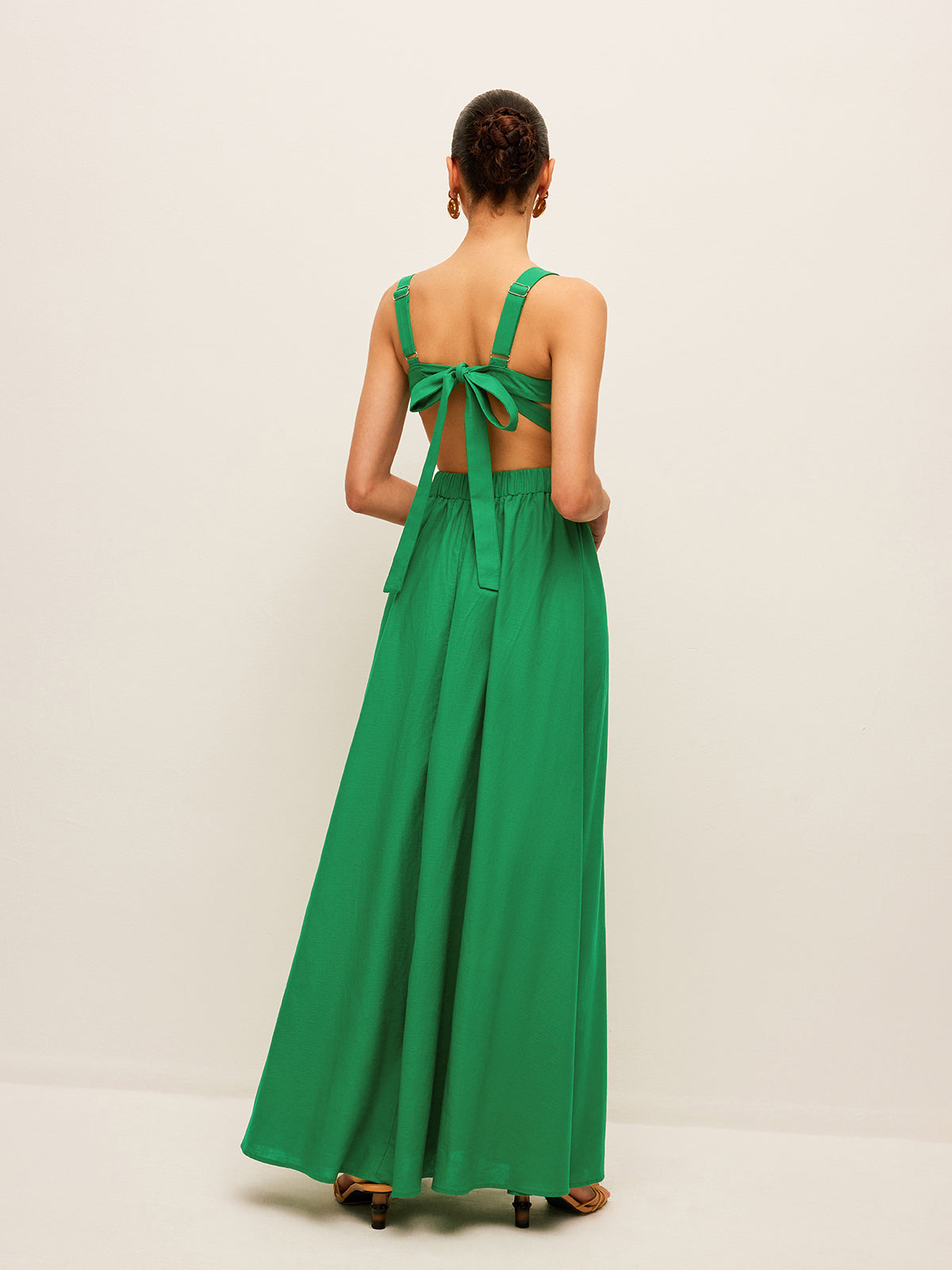 Robe en coton et lin avec lien à nouer dans le dos