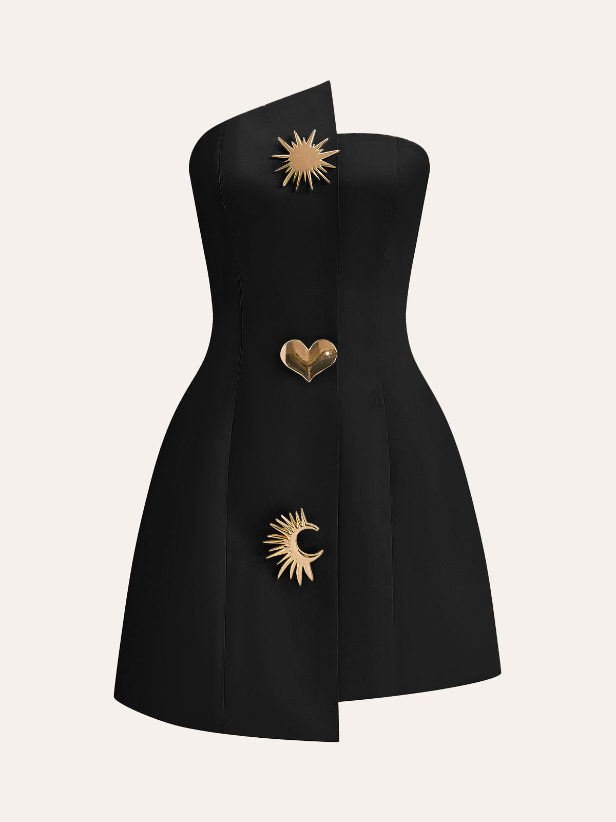 Satin-asymmetrisches, verziertes, trägerloses Kleid