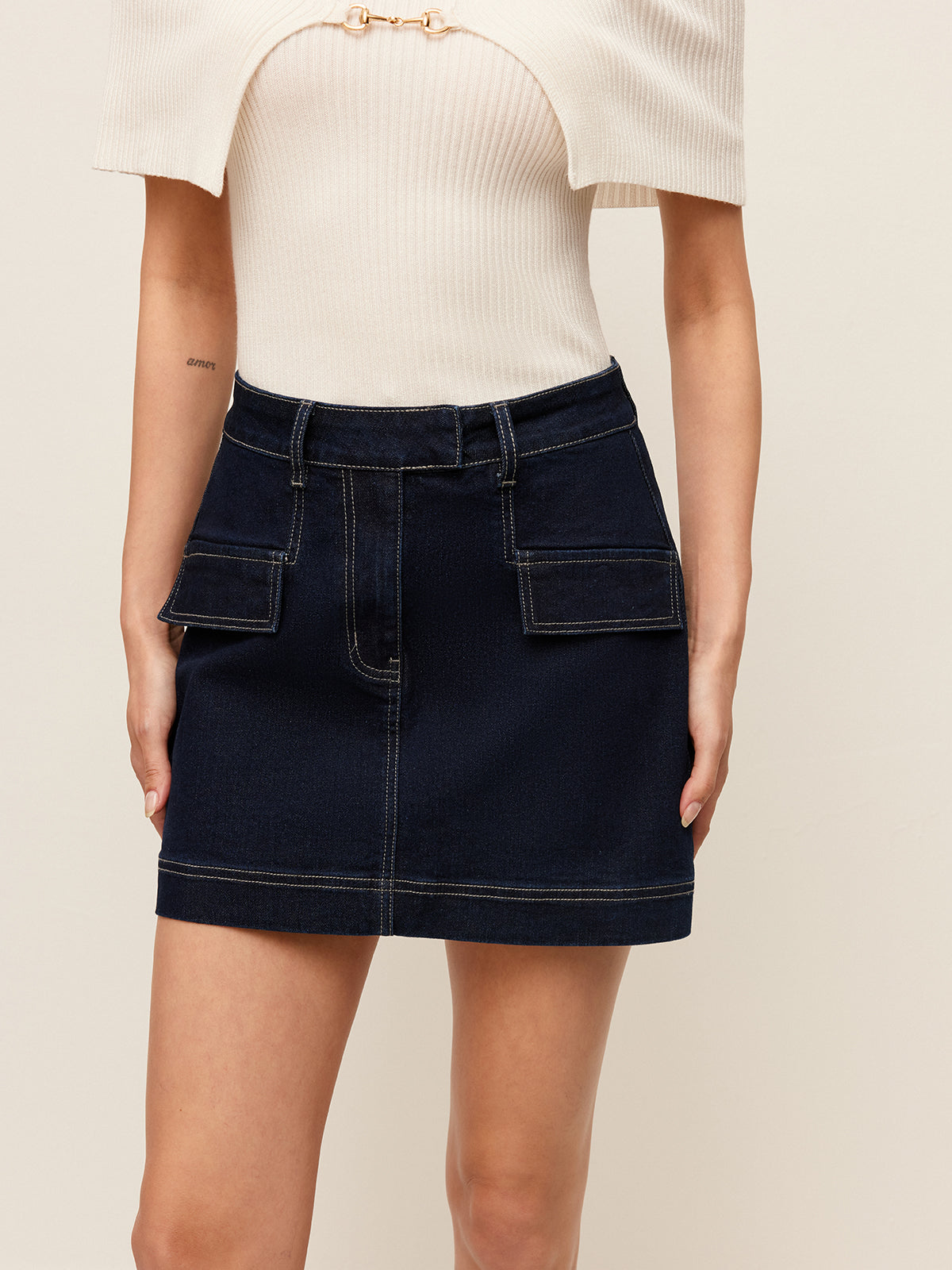 Jeansrock mit Ziertaschen