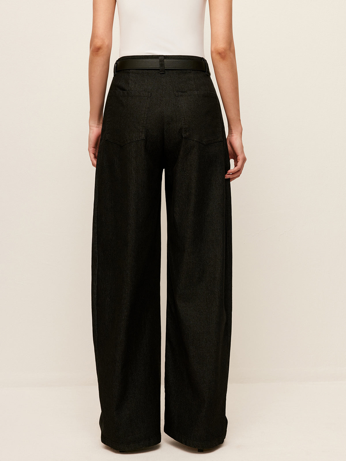 Pantalon taille mi-haute avec poches et sans ceinture