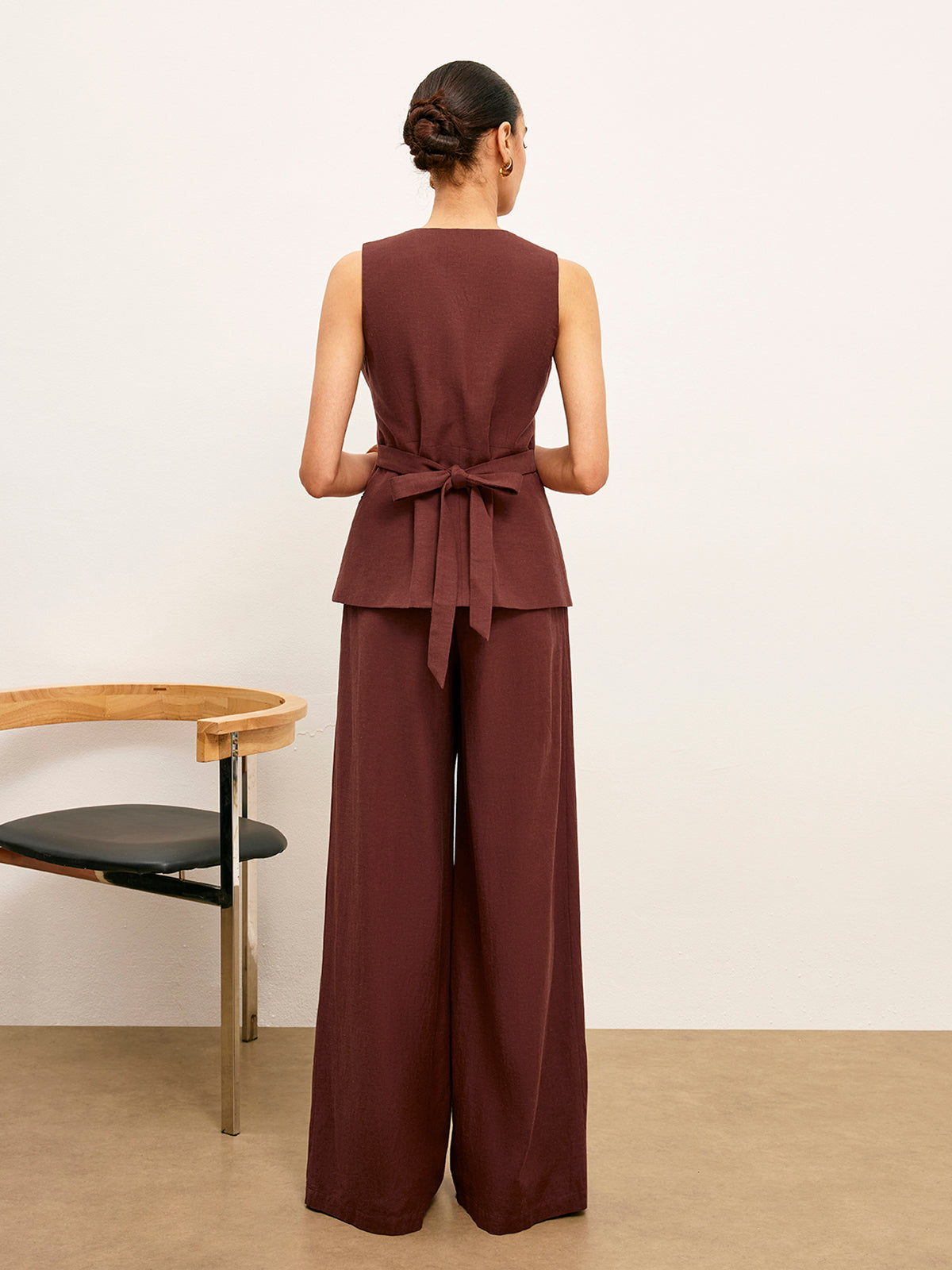 High-Waist-Hose mit weitem Bein und Taschen