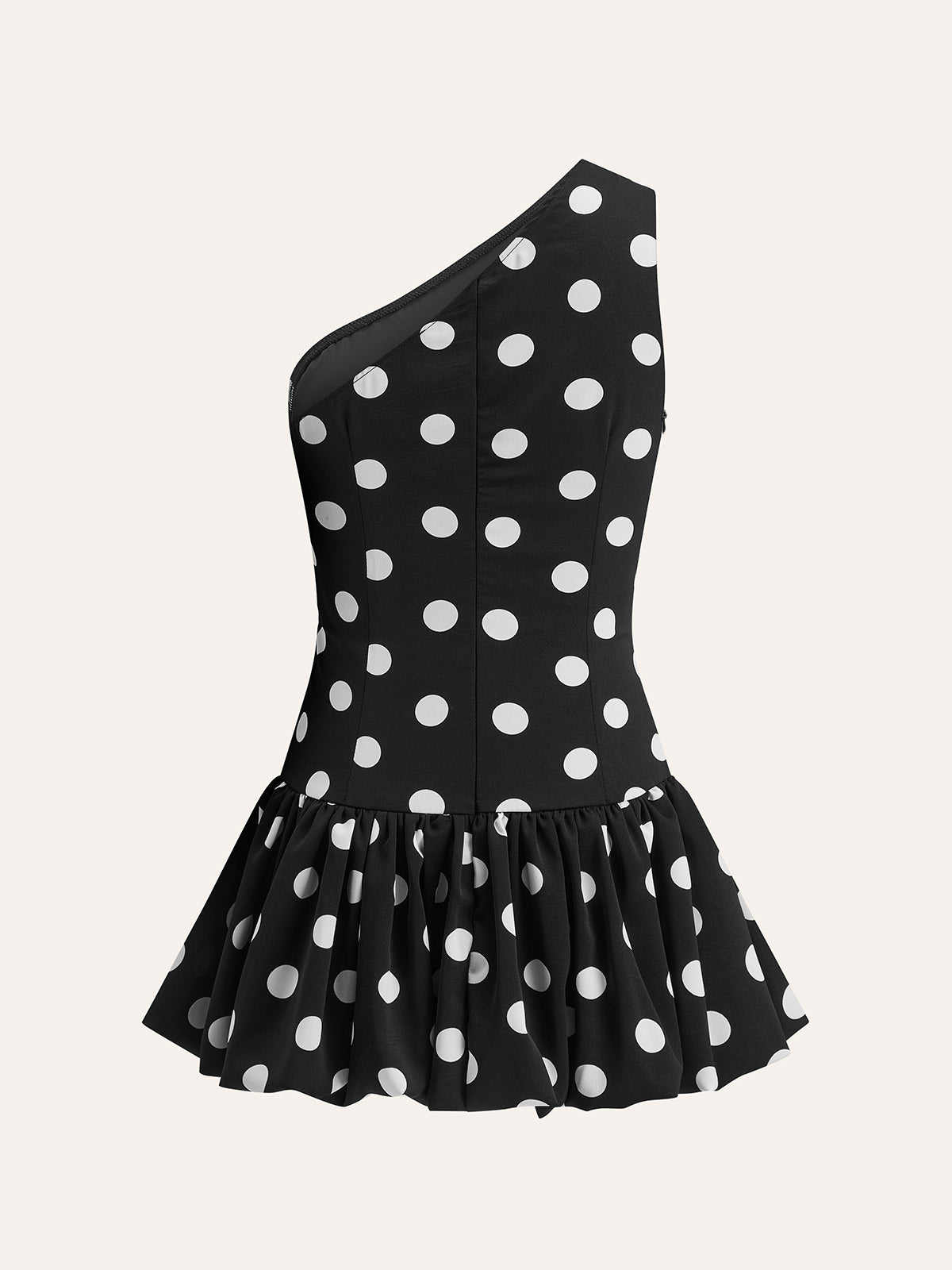 Asymmetrisches Polka-Dot-Peplum-Kleid