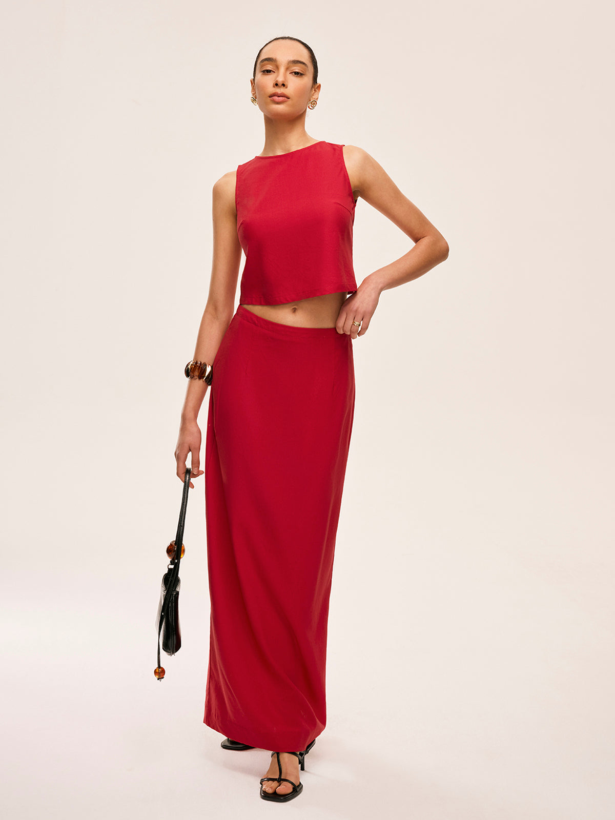 Ensemble jupe et top dos nu en coton et lin
