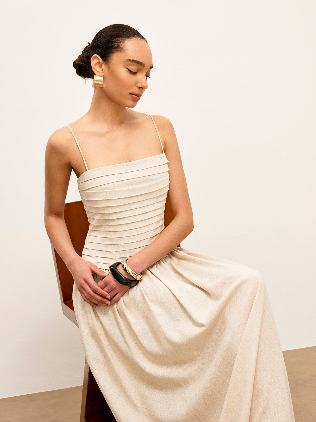 Ruched Tie-Back Cami Dress