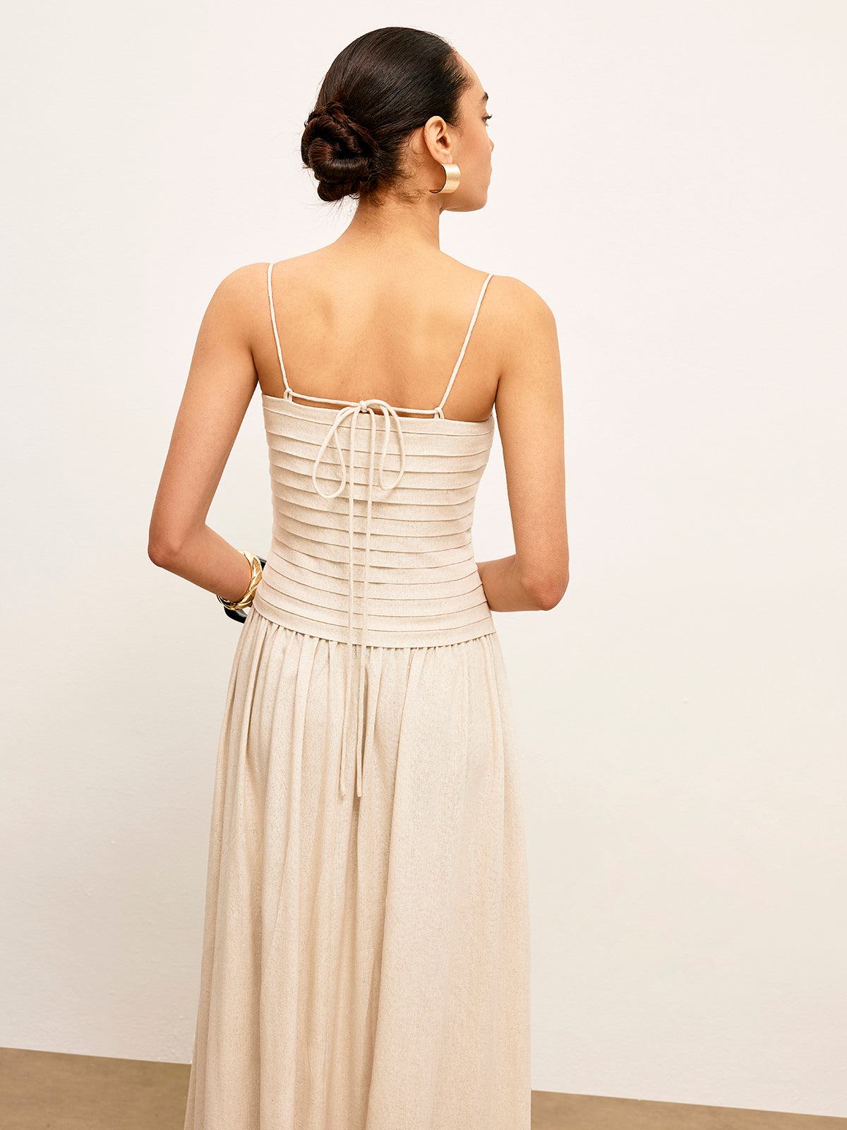 Ruched Tie-Back Cami Dress
