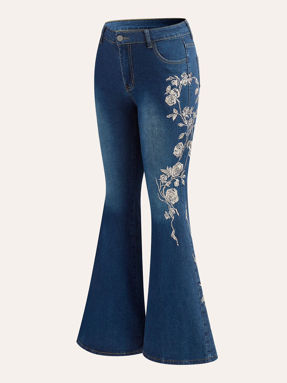Jeans mit Stickerei und ausgestelltem Bein