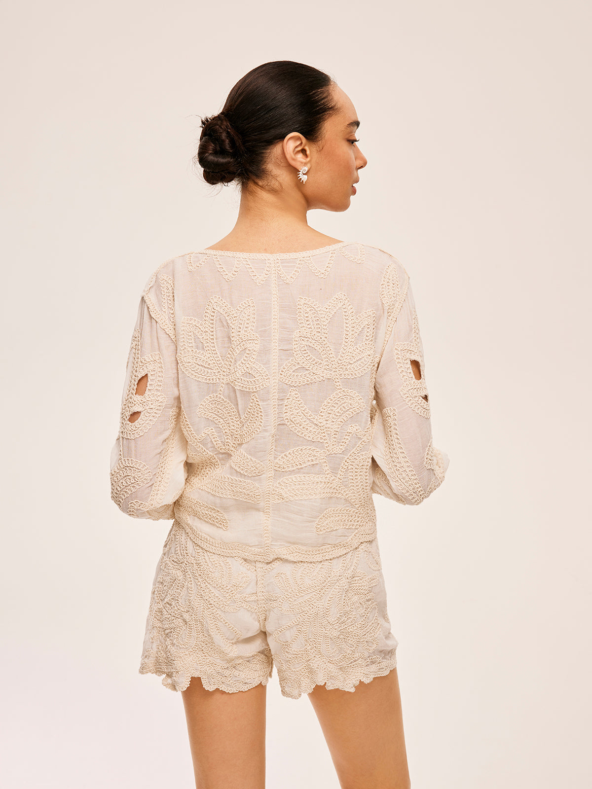 Ensemble short ajouré brodé