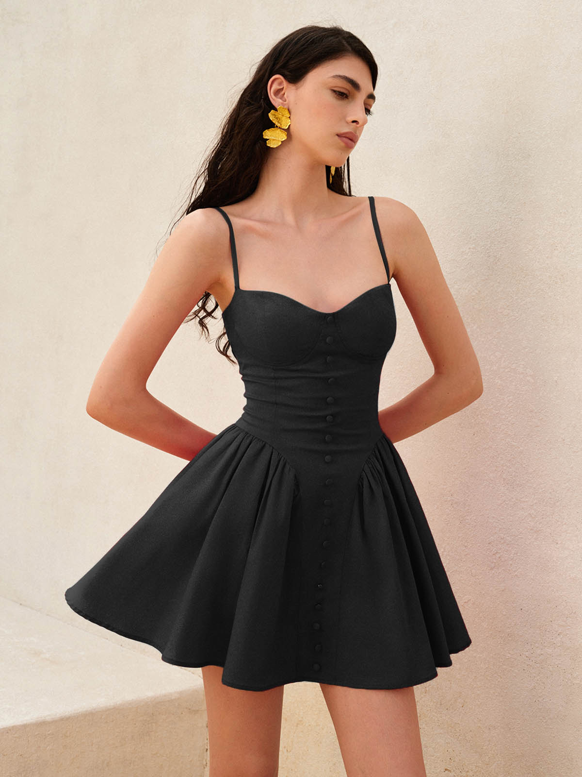 Lace-Up Back Cami Dress