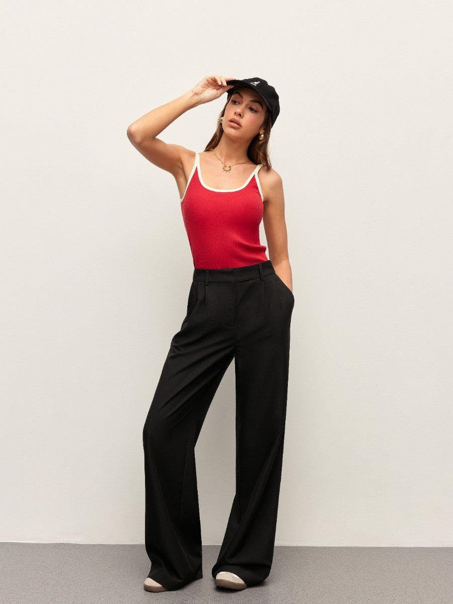 Contrast Trim Ribbed Cami Top