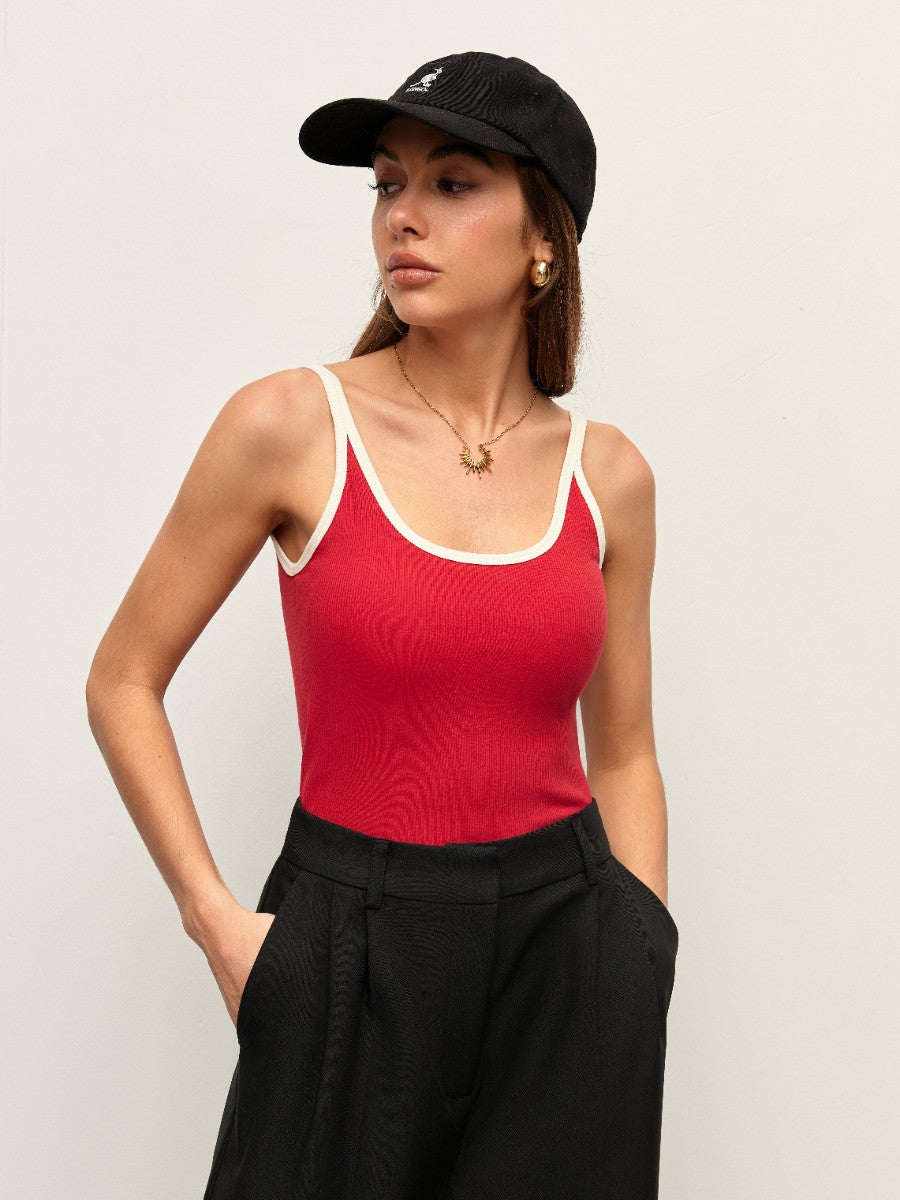 Contrast Trim Ribbed Cami Top