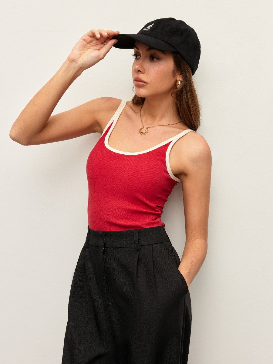 Contrast Trim Ribbed Cami Top