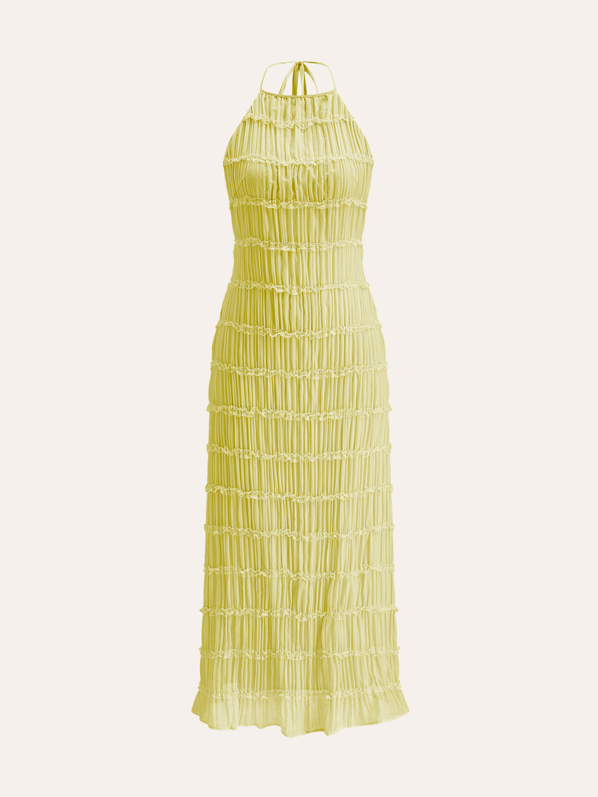 Neckholder-Kleid mit gekreuztem Rückenausschnitt und Rüschen