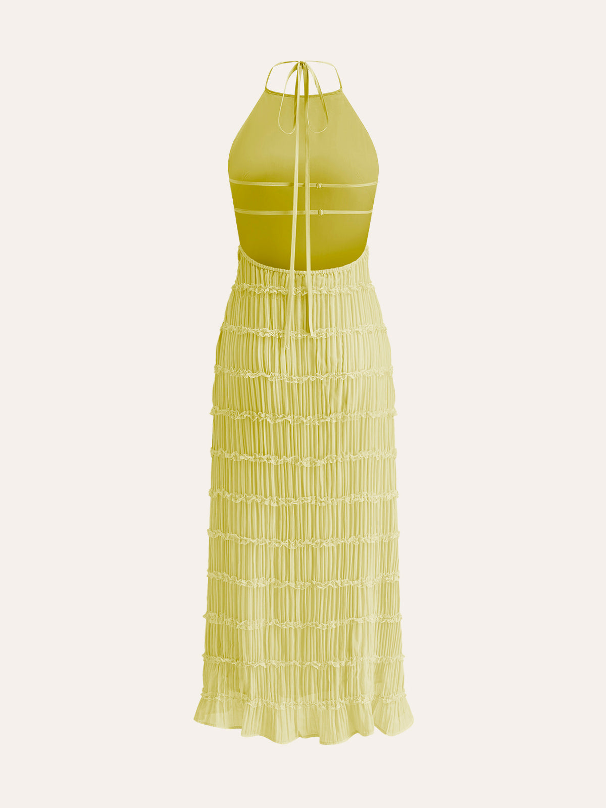 Neckholder-Kleid mit gekreuztem Rückenausschnitt und Rüschen