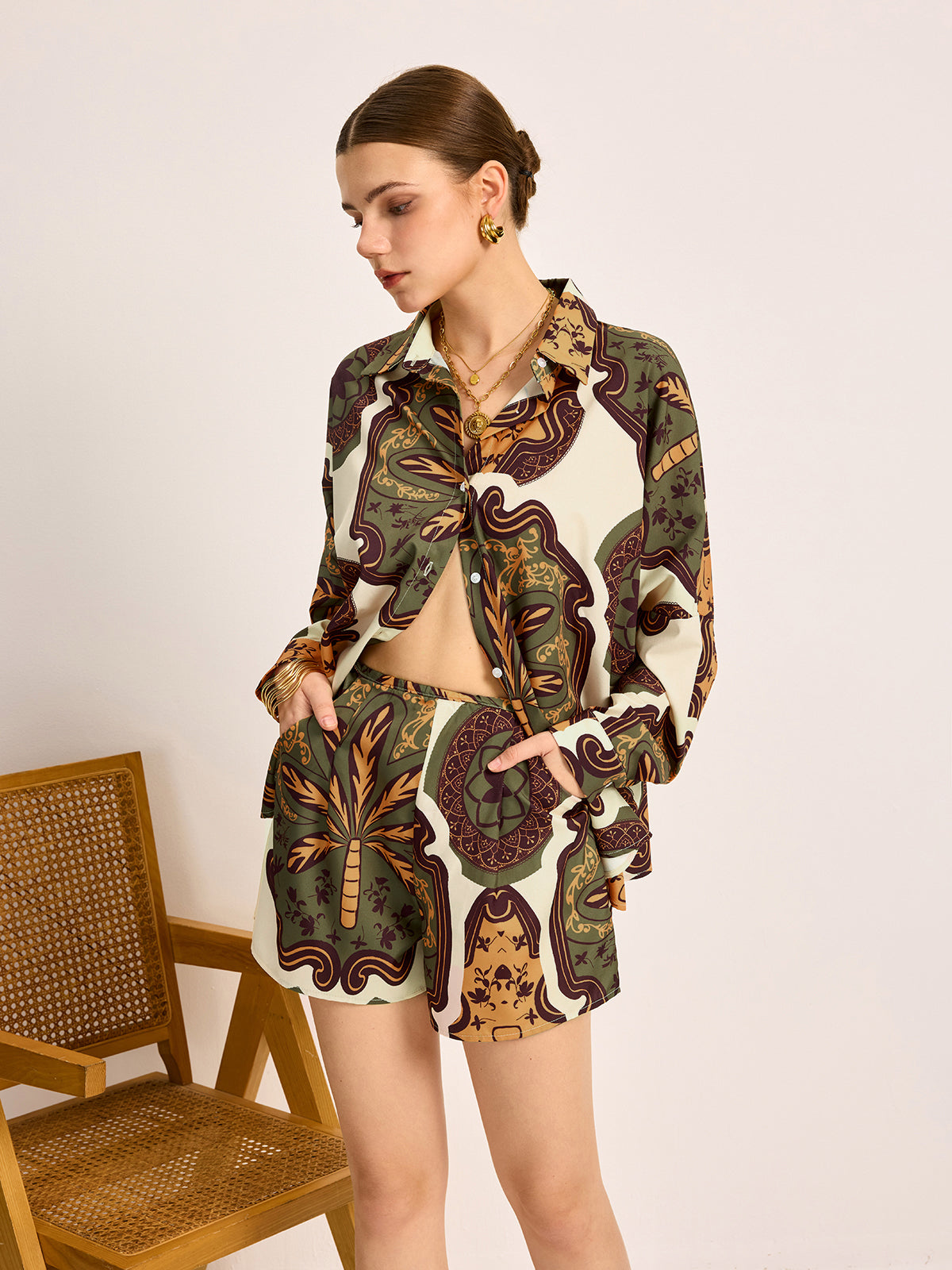 Ensemble short et chemise imprimés