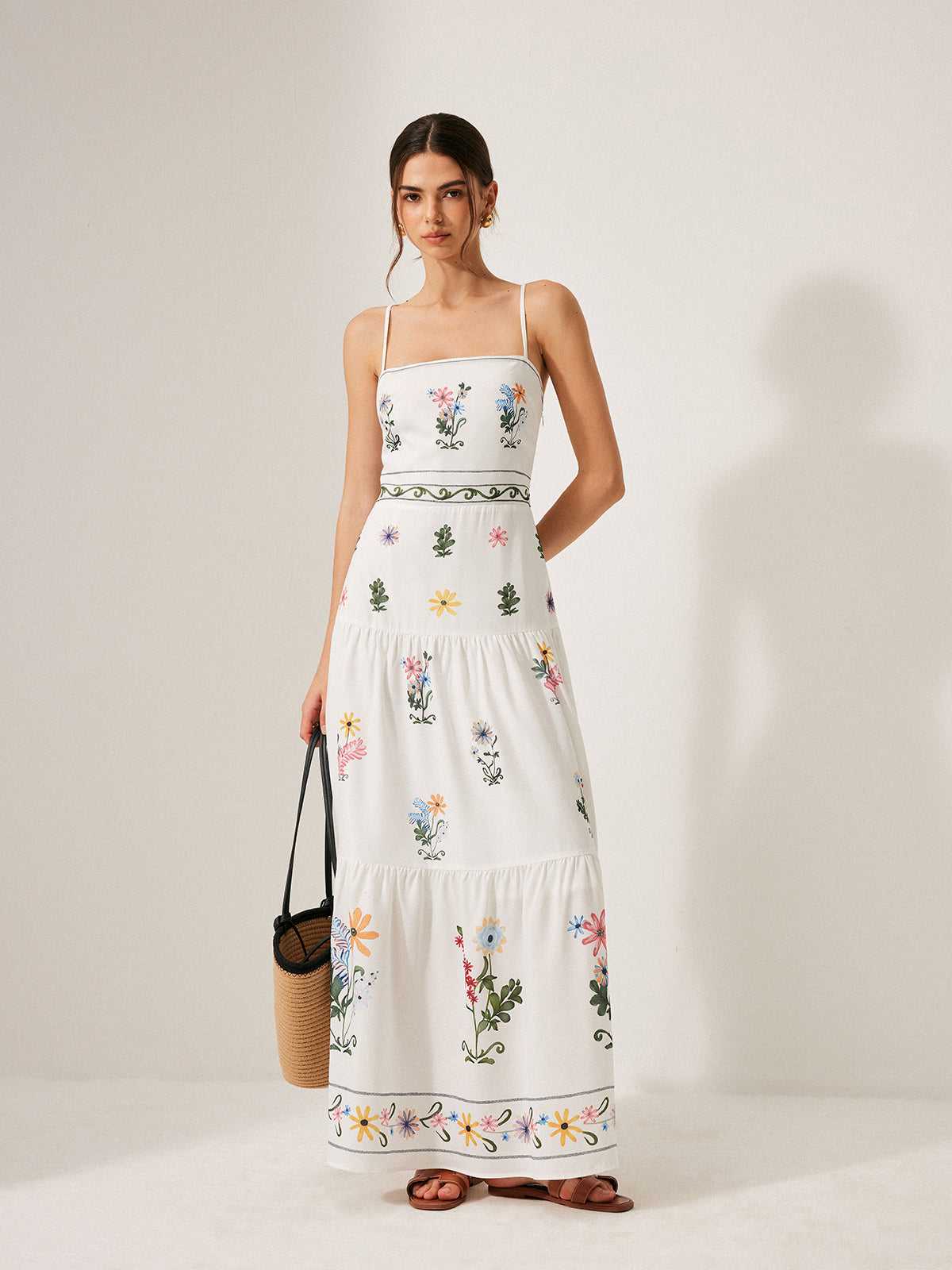 Boho Lace-Up Back Fitted Cami Dress
