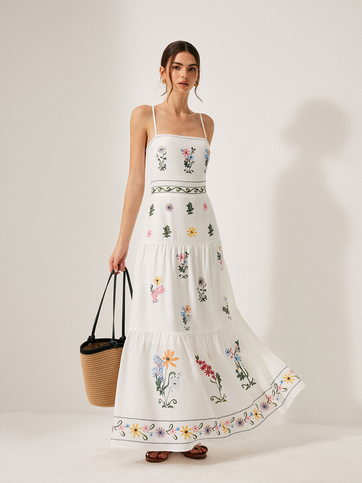 Boho Lace-Up Back Fitted Cami Dress