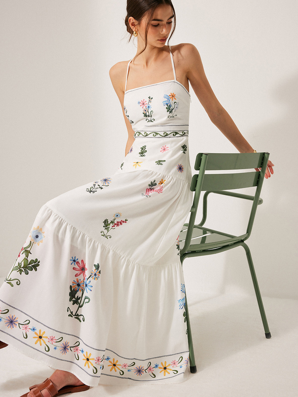Boho Lace-Up Back Fitted Cami Dress