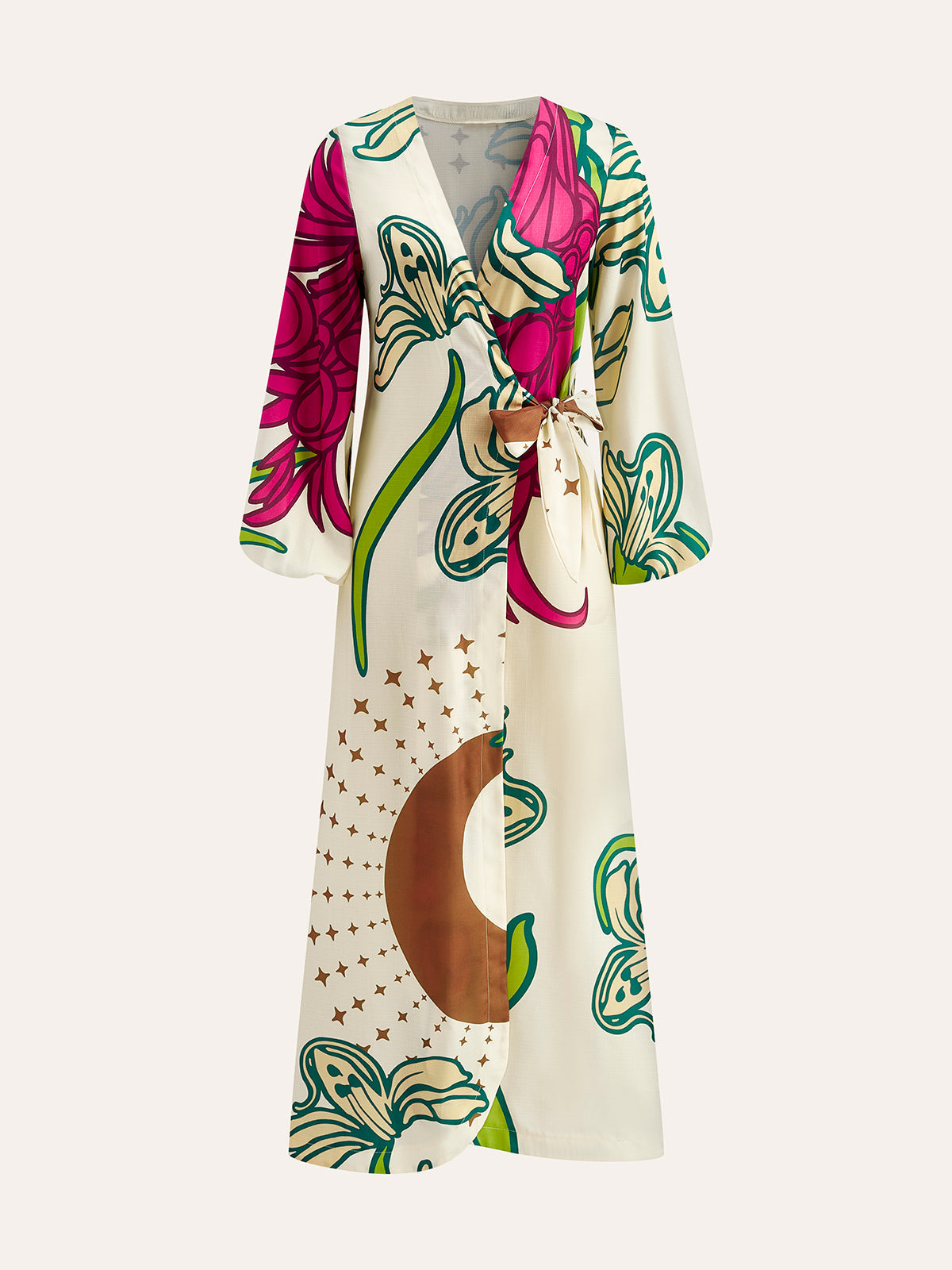 Geblümtes Wickelkleid mit Bindegürtel
